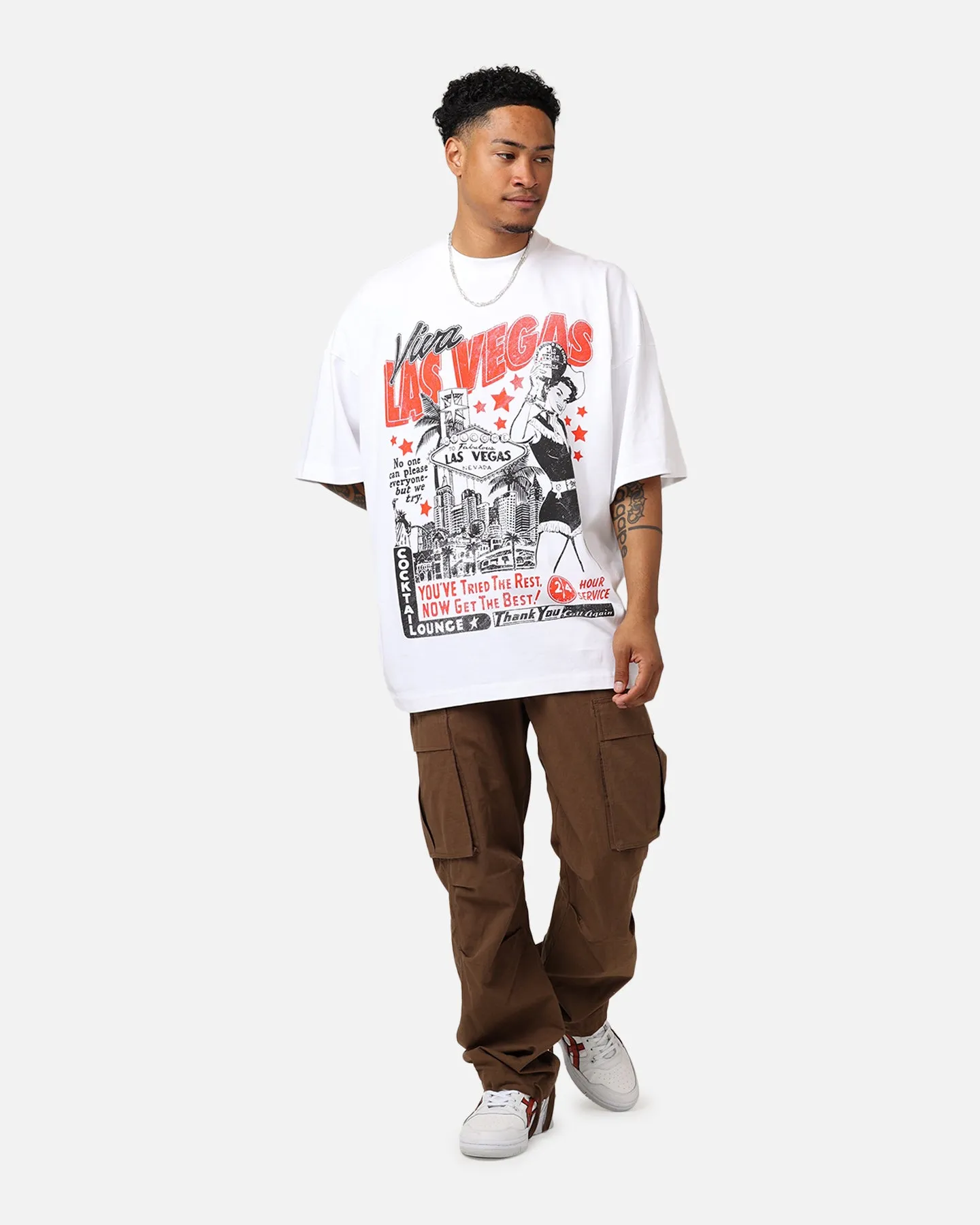 Goat Crew Viva Las Vegas T-Shirt White Loose Fit
