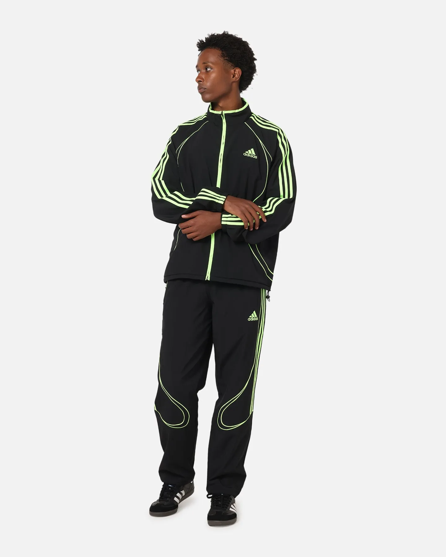 Convertible Features Reflective Safety Details Adidas Teamgeist Adicolor Track Jacket Black/Green