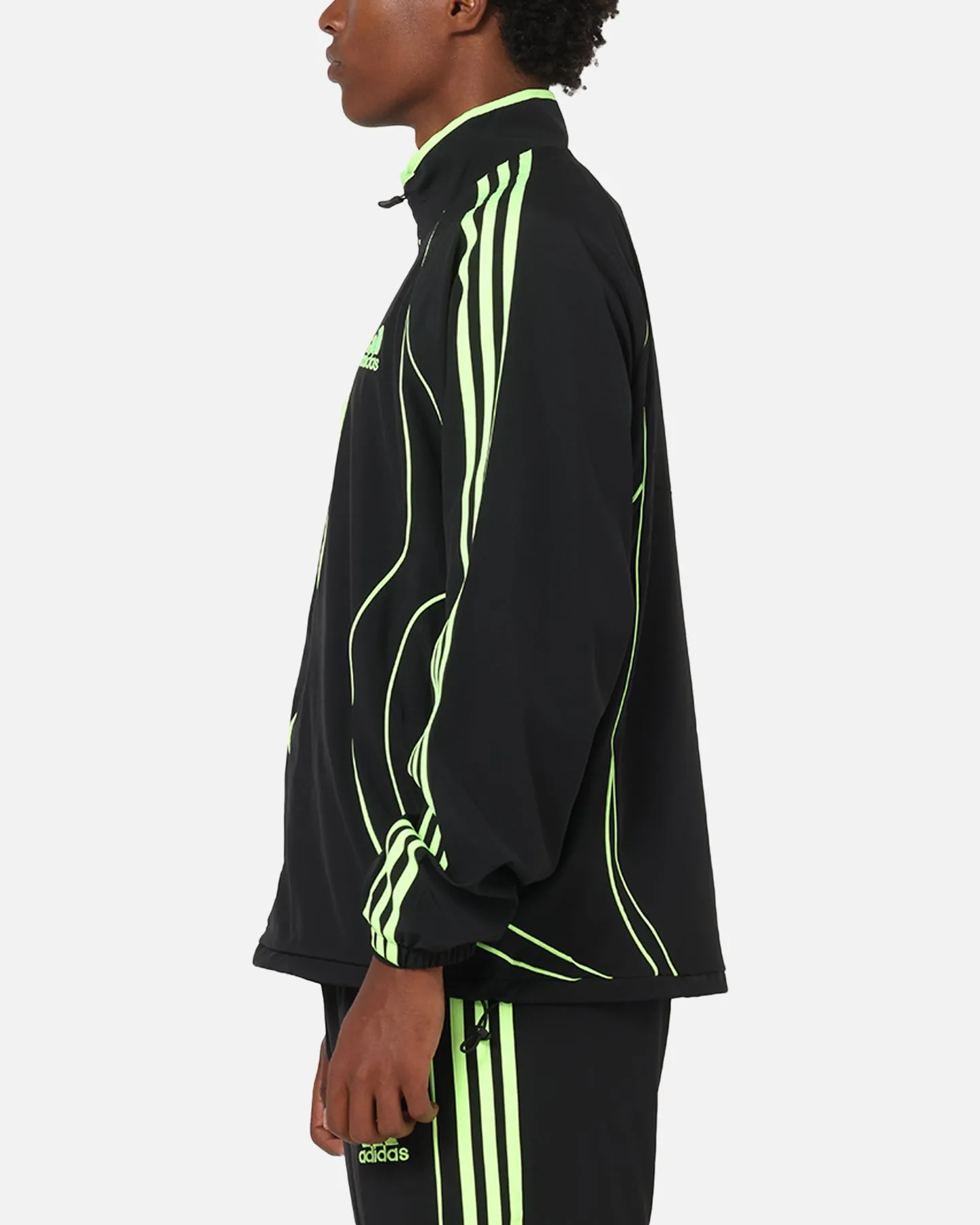 Adjustable Waist Tabs Adidas Teamgeist Adicolor Track Jacket Black/Green
