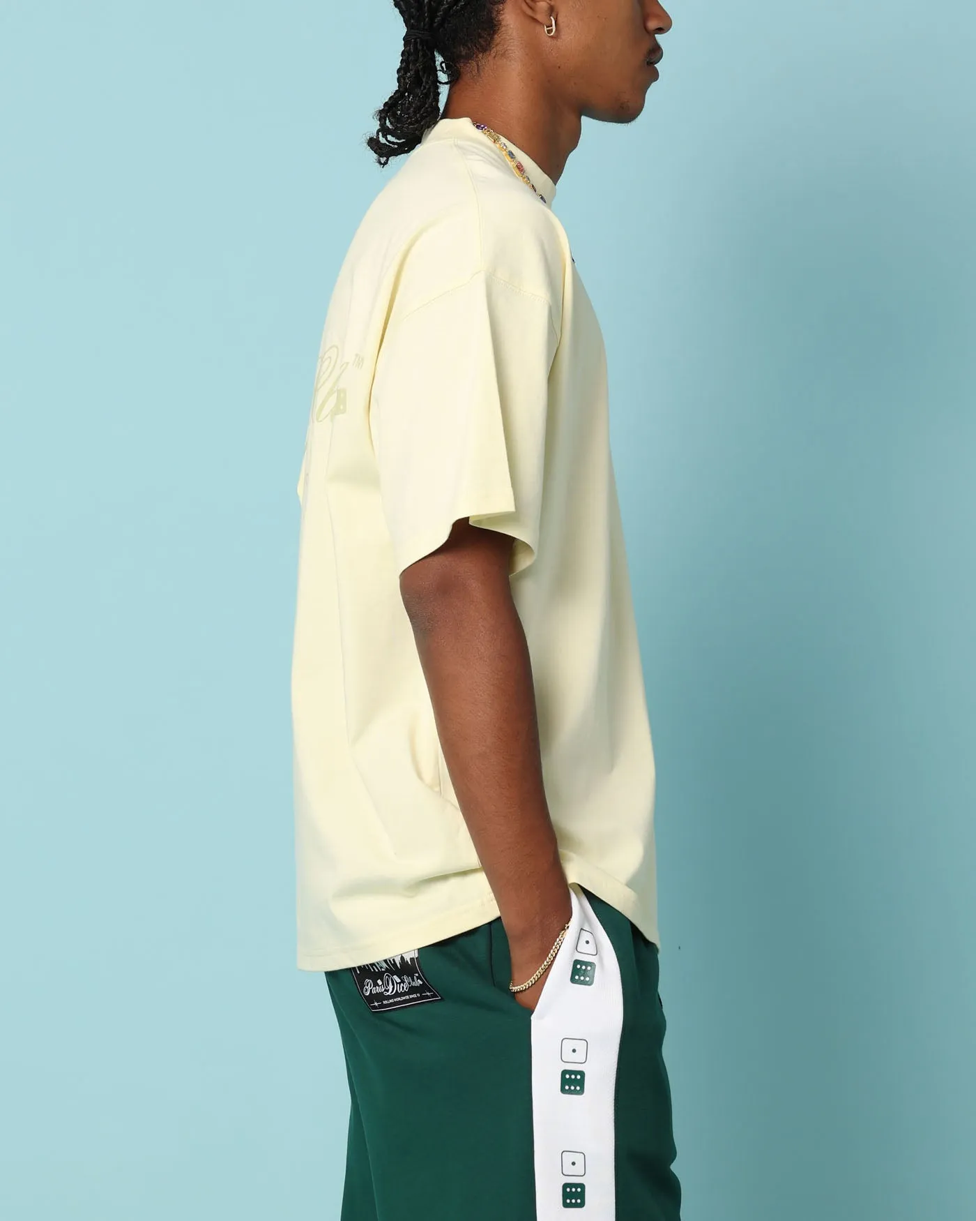 Sleek Style Heathered Fabric Carr?? Players Oversized T-Shirt Yellow