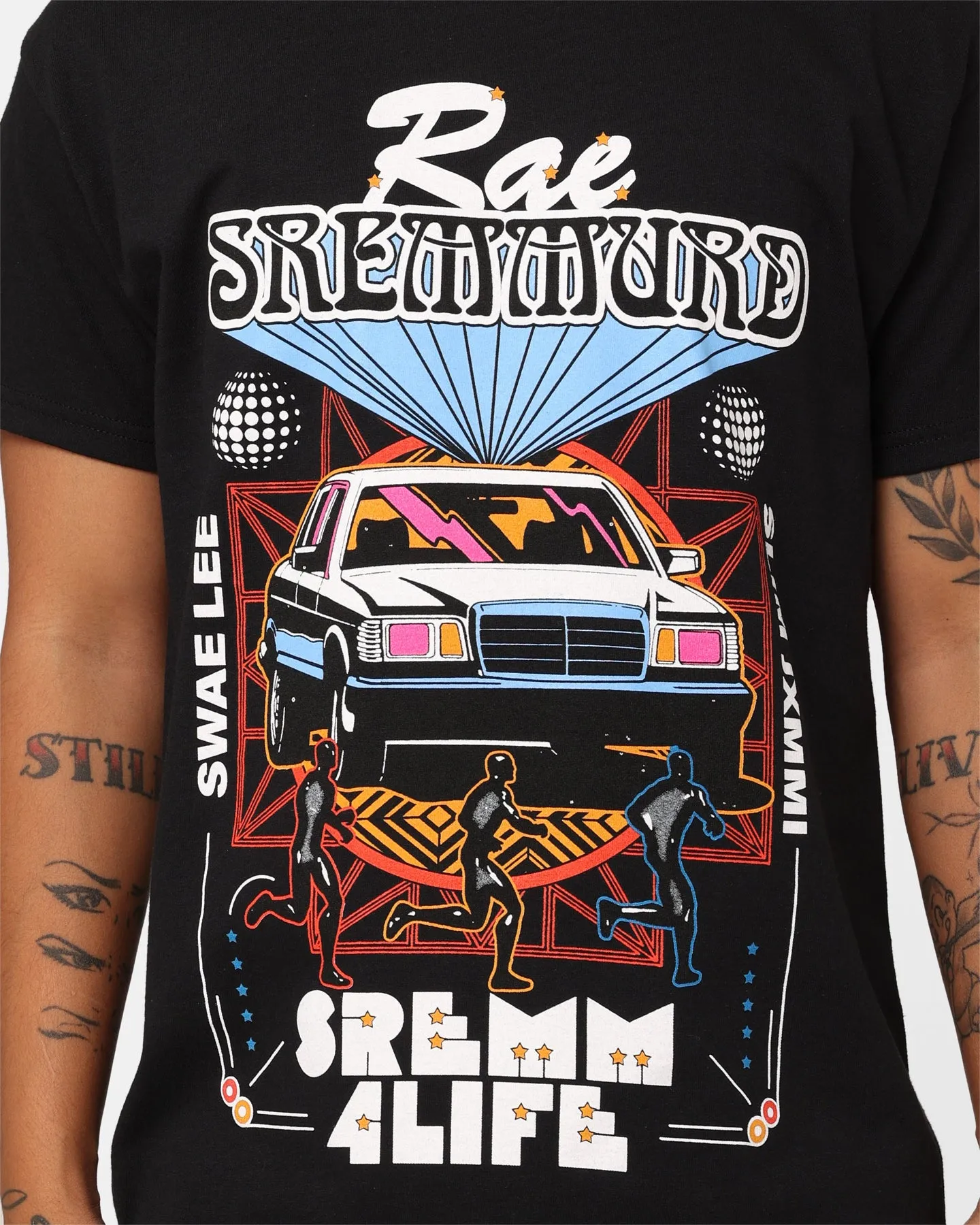 Fun Style LayeredSleeveConstruction Rae Sremmurd Sremm 4 Life T-Shirt Black