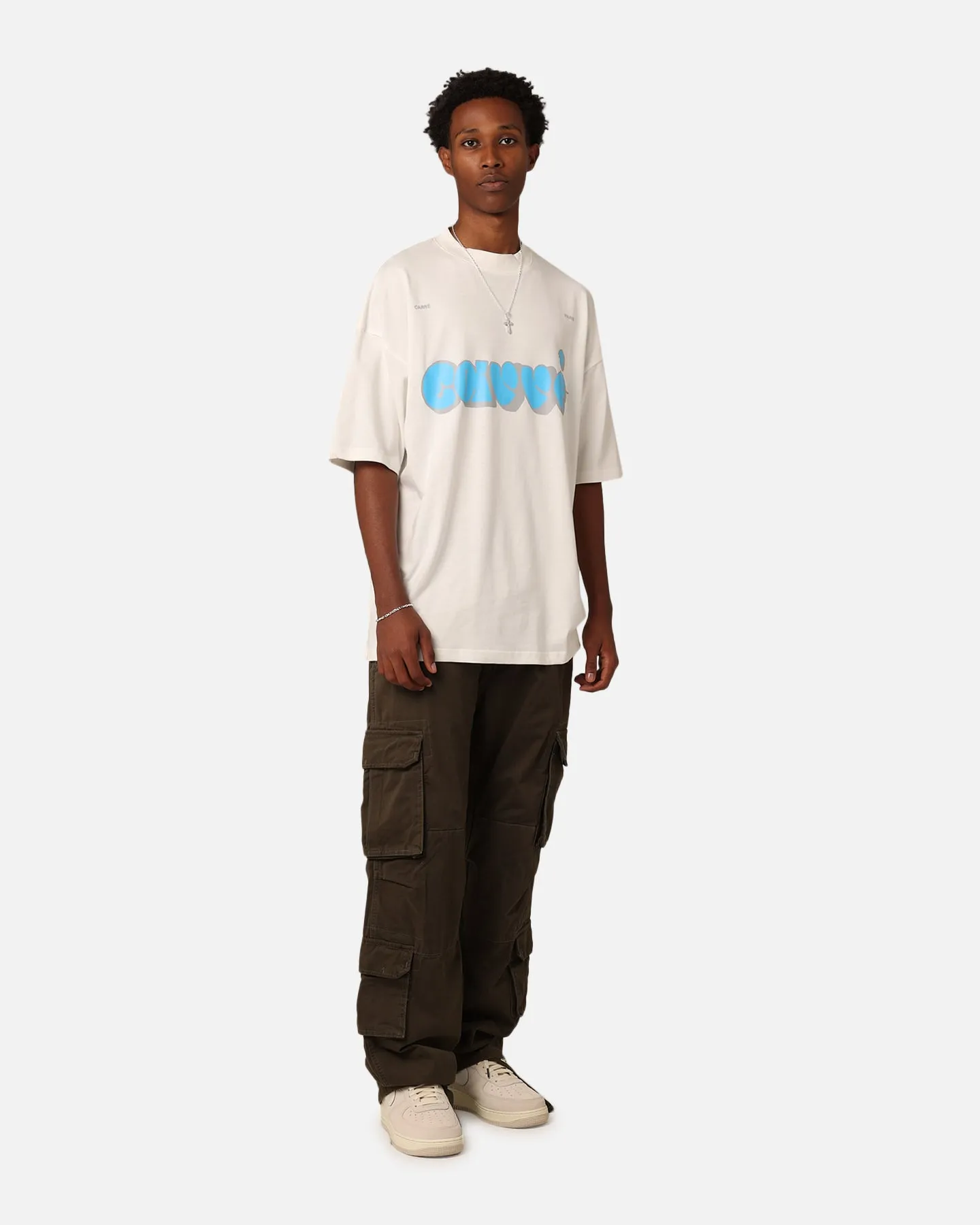Casual and Soft Carre Experienced Mock Oversized T-Shirt Off White