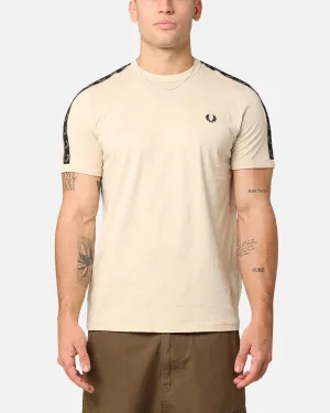 Fred Perry Contrast Tape Ringer T-Shirt Oatmeal/Warm Grey Cool and Chic