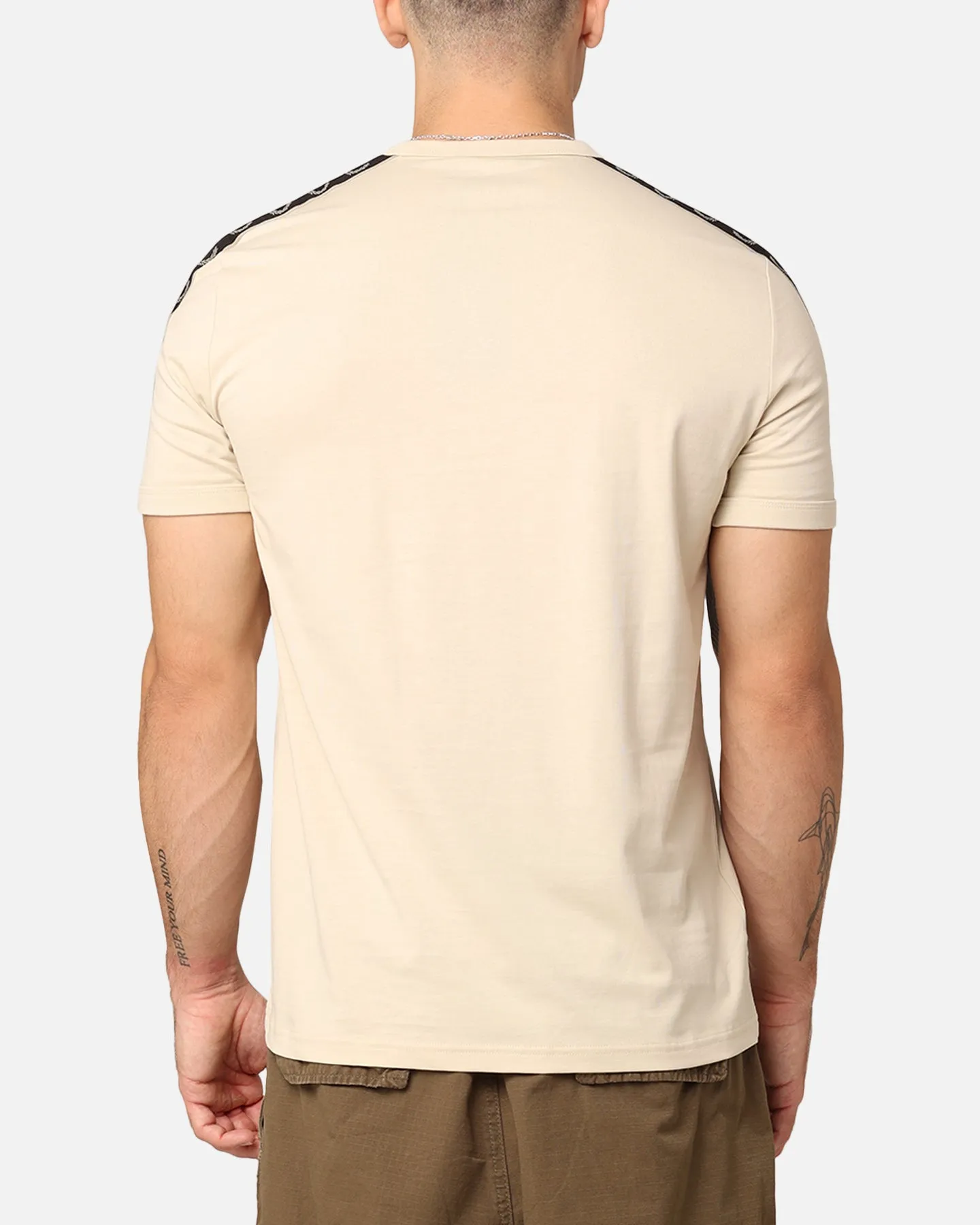 All-day style V neck elegance Fred Perry Contrast Tape Ringer T-Shirt Oatmeal/Warm Grey