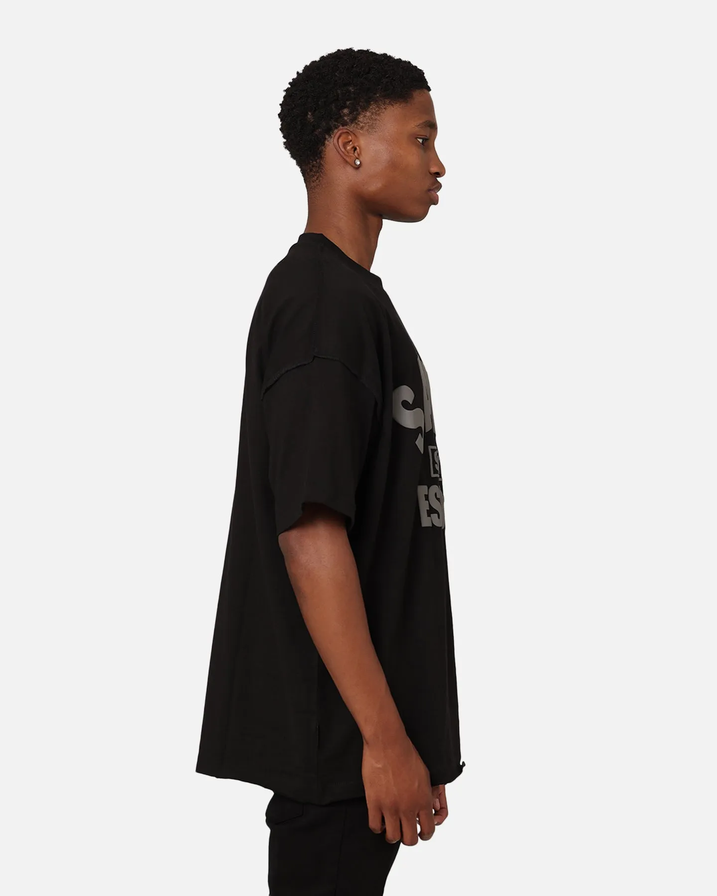 Saint Morta St Morta Boxy T-Shirt Black/Black Sublimation Printed Collar Cozy and Fashionable
