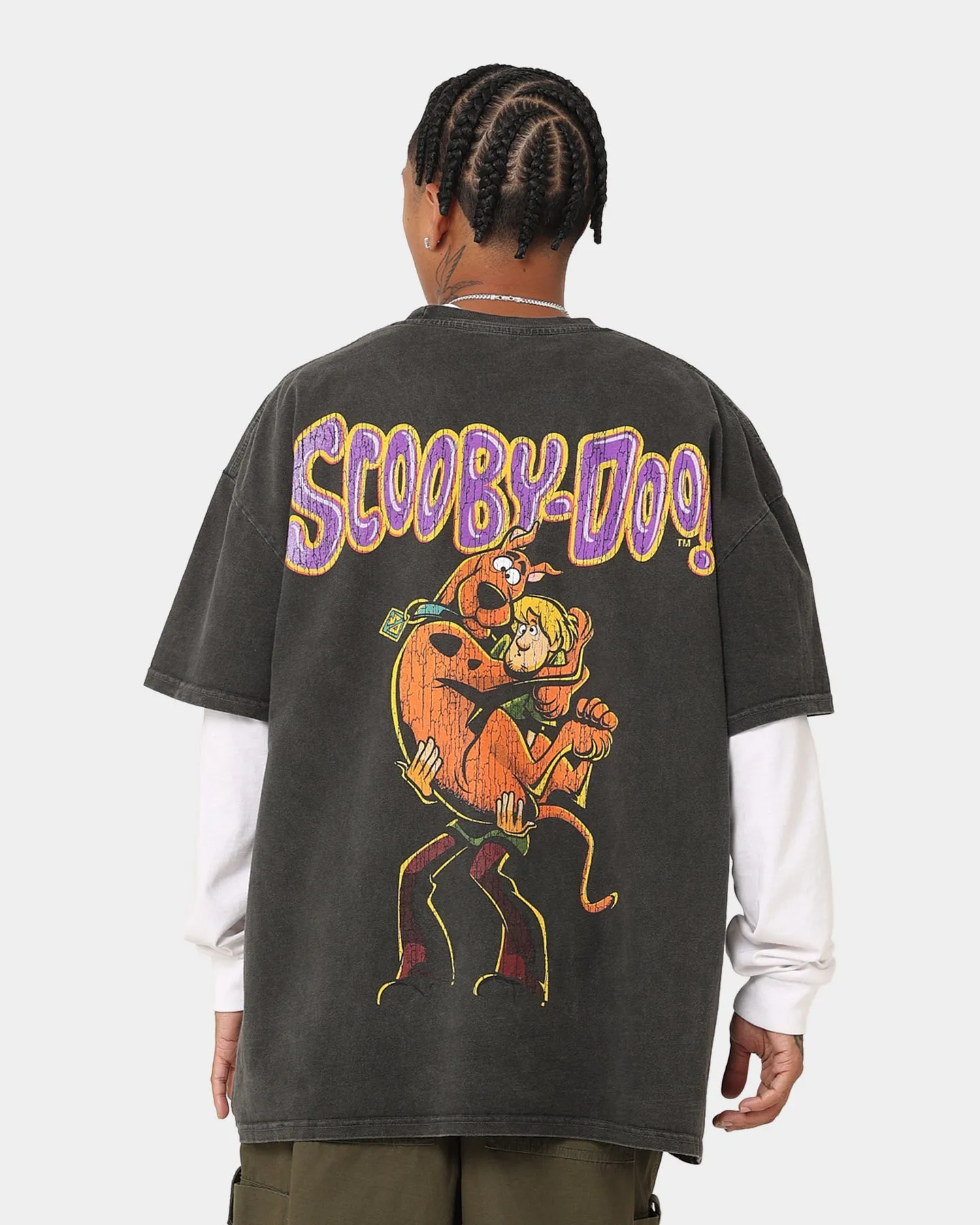 Goat Crew X Cartoon Network Green Ghost Heavyweight Vintage T-Shirt Black Wash Set In Sleeve