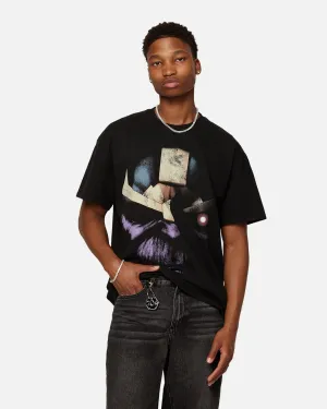 Ribbed Collar Trim Marvel Thanos Heavyweight T-Shirt Black
