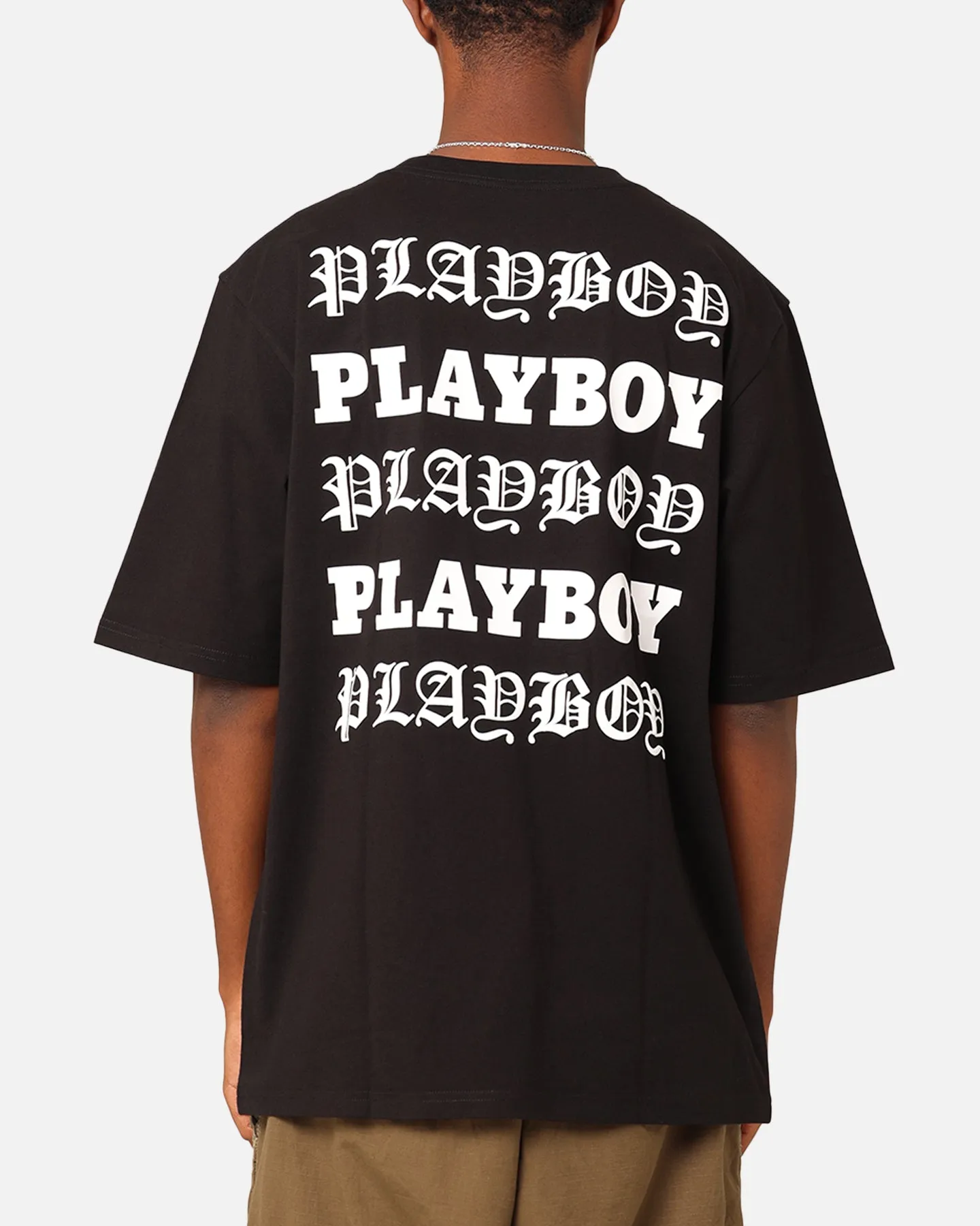 Playboy Gothic Stack T-Shirt Black Breathable Fit Lightweight Feel