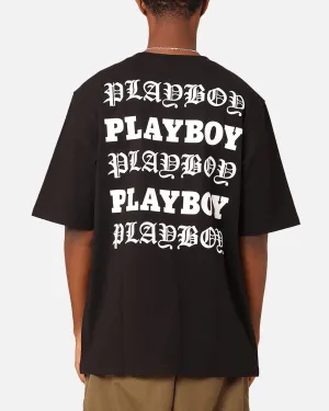 Playboy Gothic Stack T-Shirt Black Breathable Fit Lightweight Feel