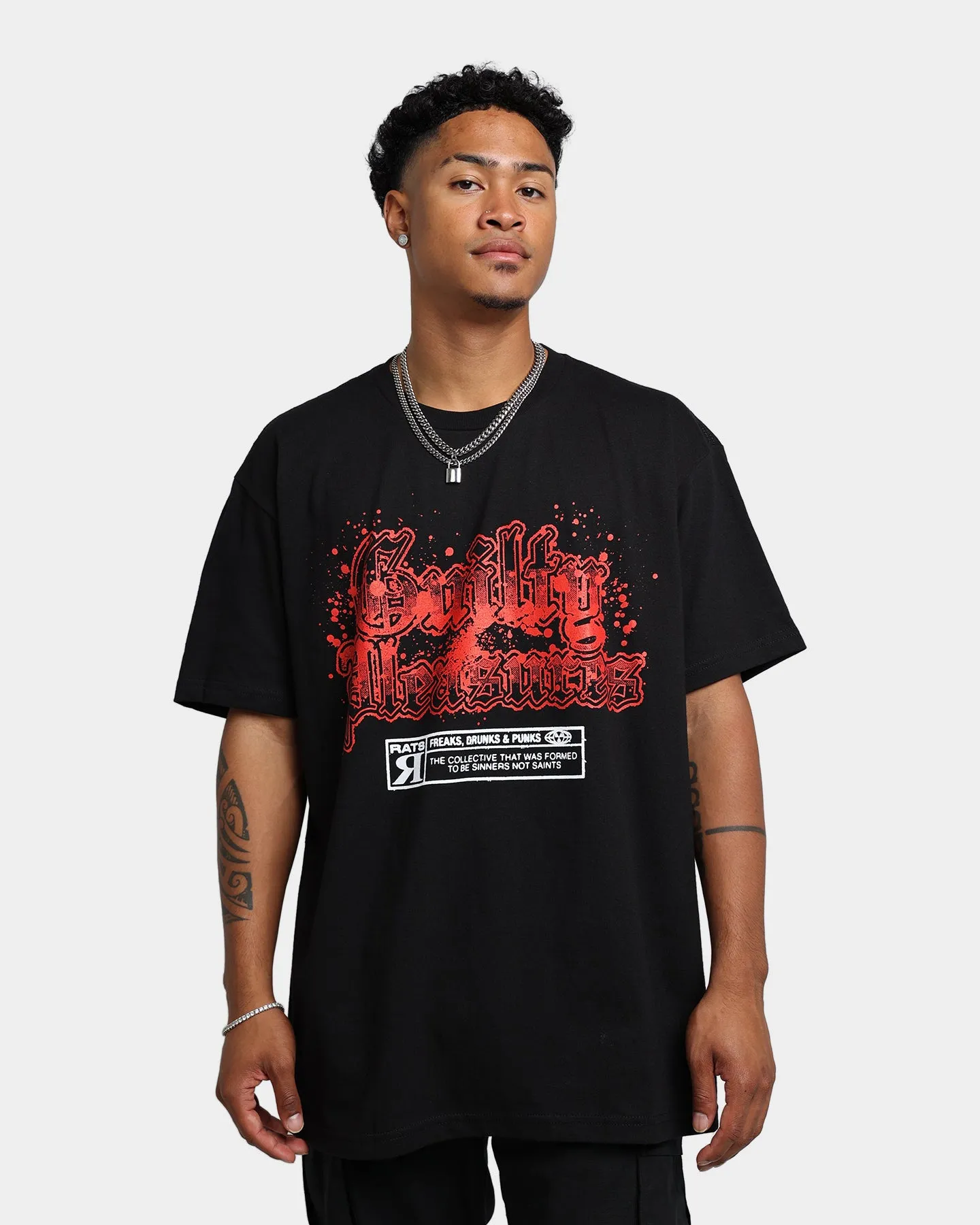 Rats Get Fat Guilty Pleasures Splat T-Shirt Black Light and Breathable
