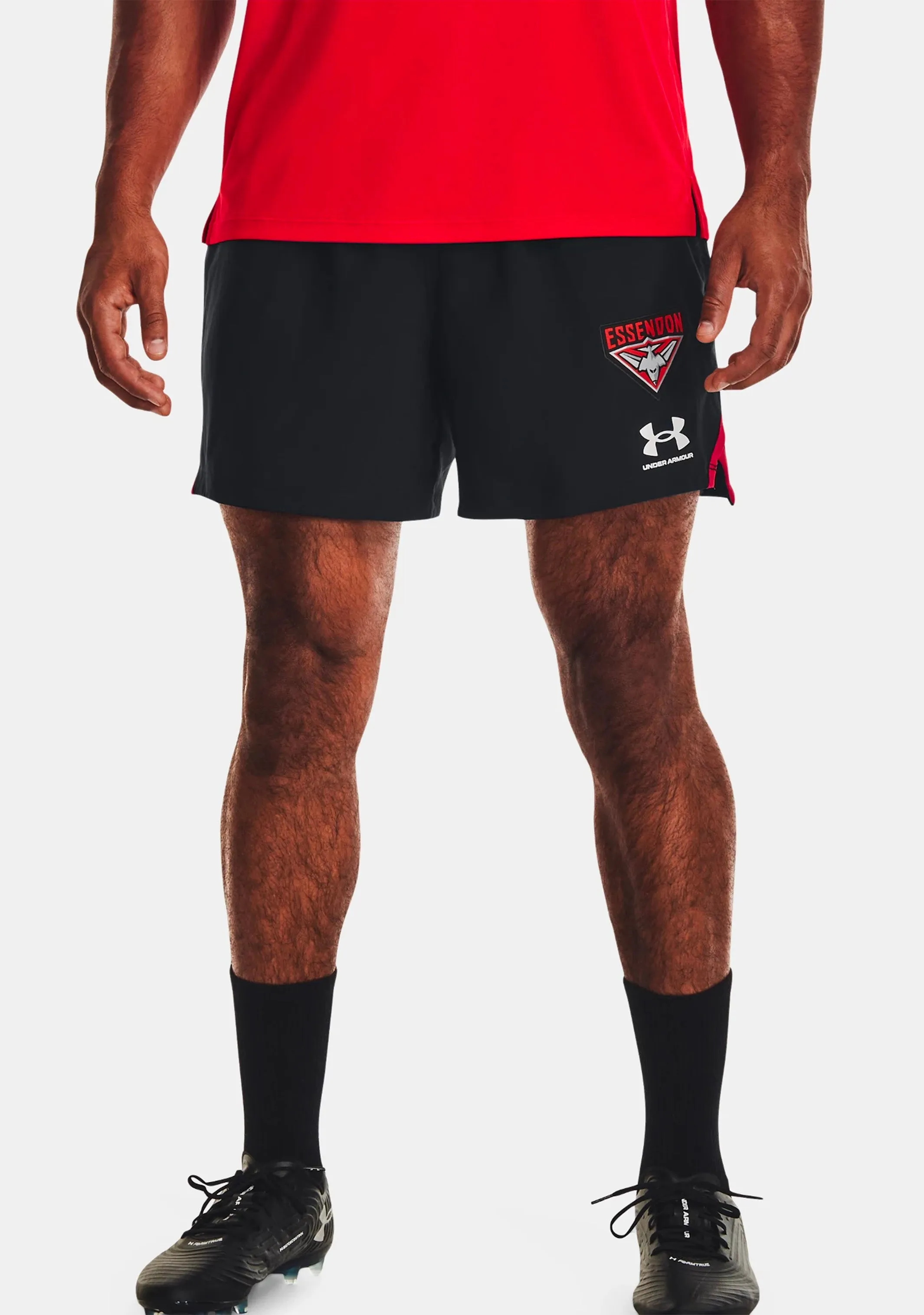 Under Armour Men??s Essendon FC Accelerate Training 5 inch Shorts Stay Cool Wear Neat Look