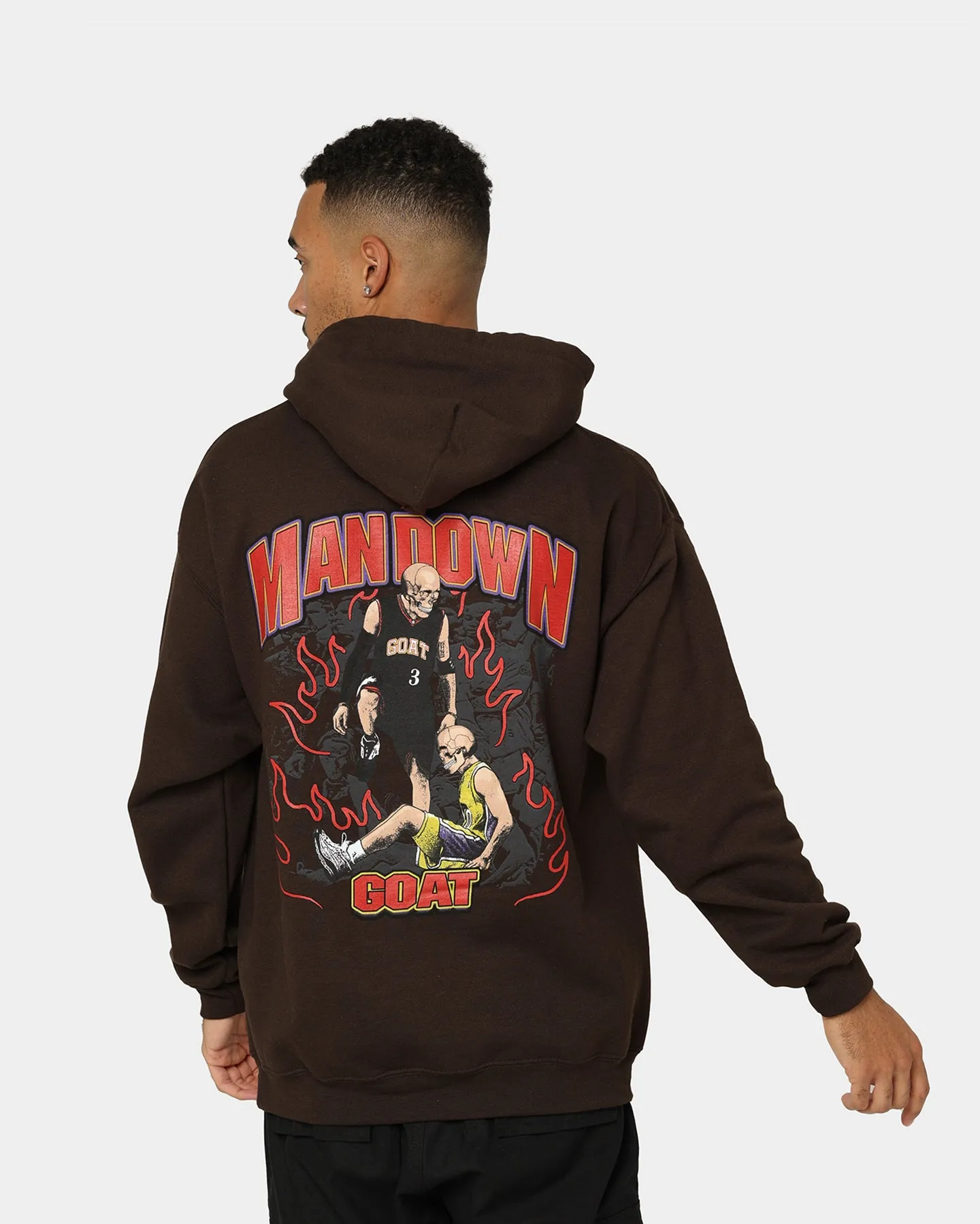 Designer Touch Goat Crew Man Down Hoodie Brown