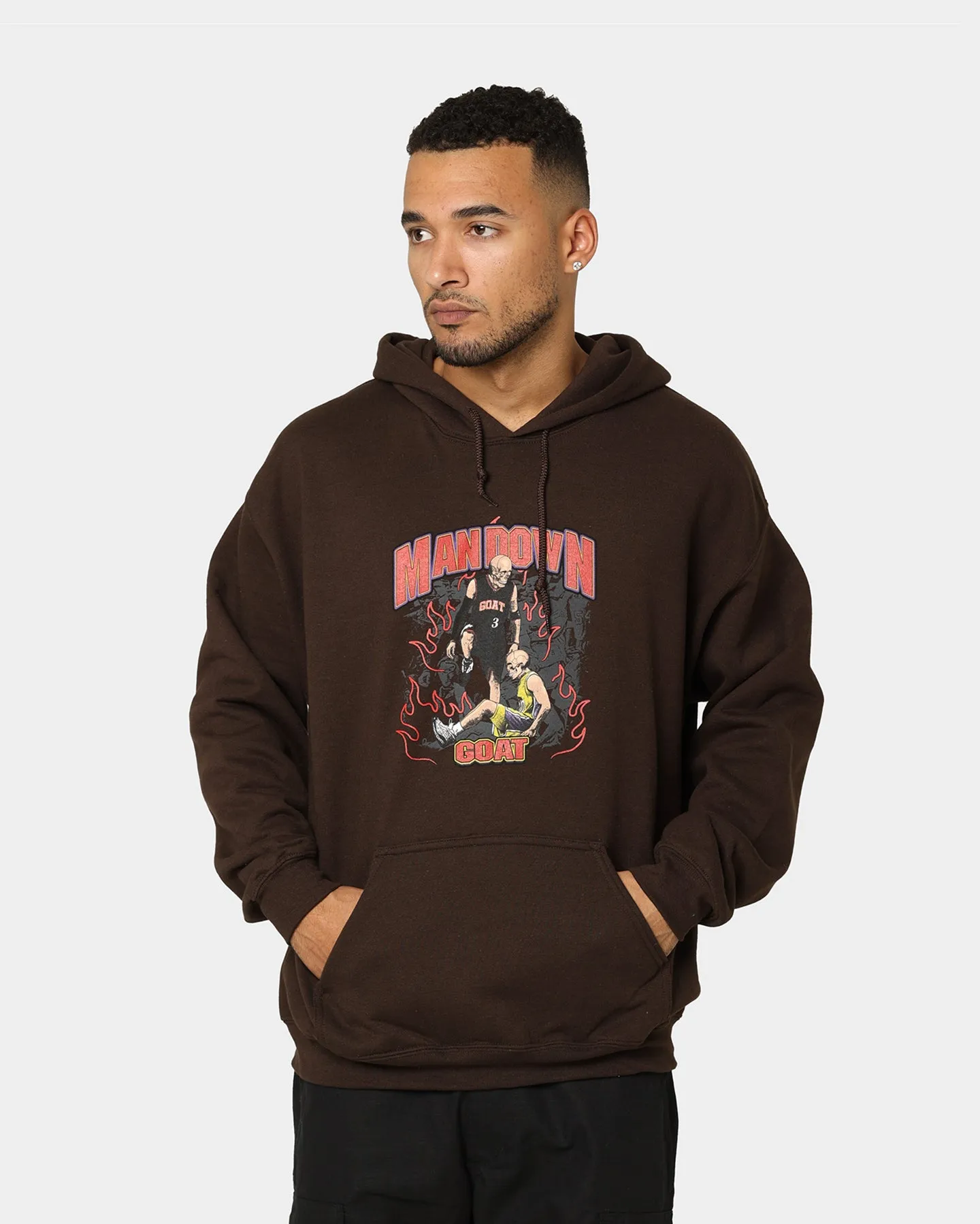 Goat Crew Man Down Hoodie Brown Urban Day Ribbed Hemming