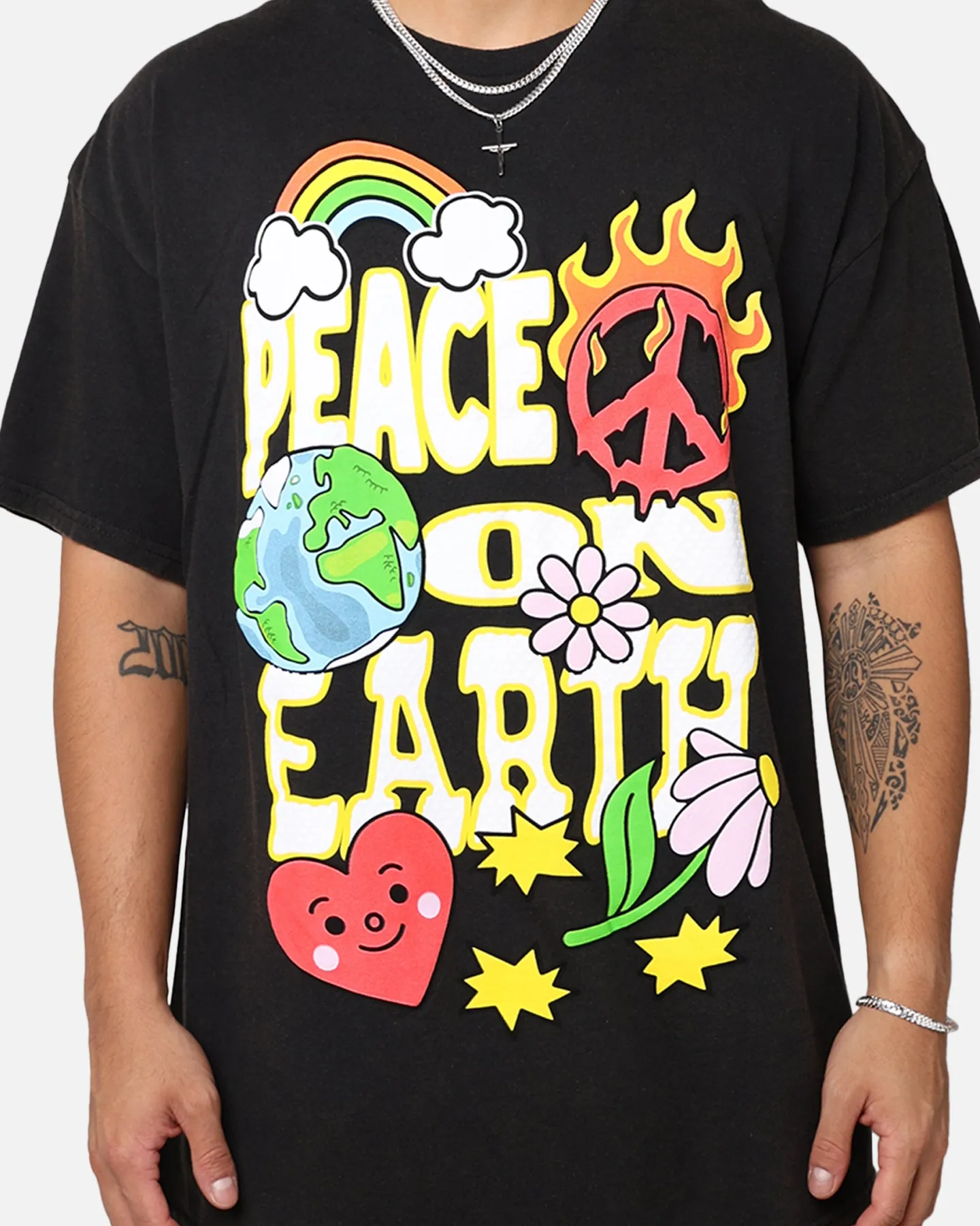 Goat Crew Peace On Earth T-Shirt Black Bold Comfort Relaxed Outfit