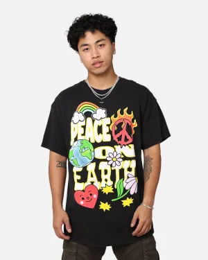 Goat Crew Peace On Earth T-Shirt Black Reinforced Collar LowImpact Manufacturing