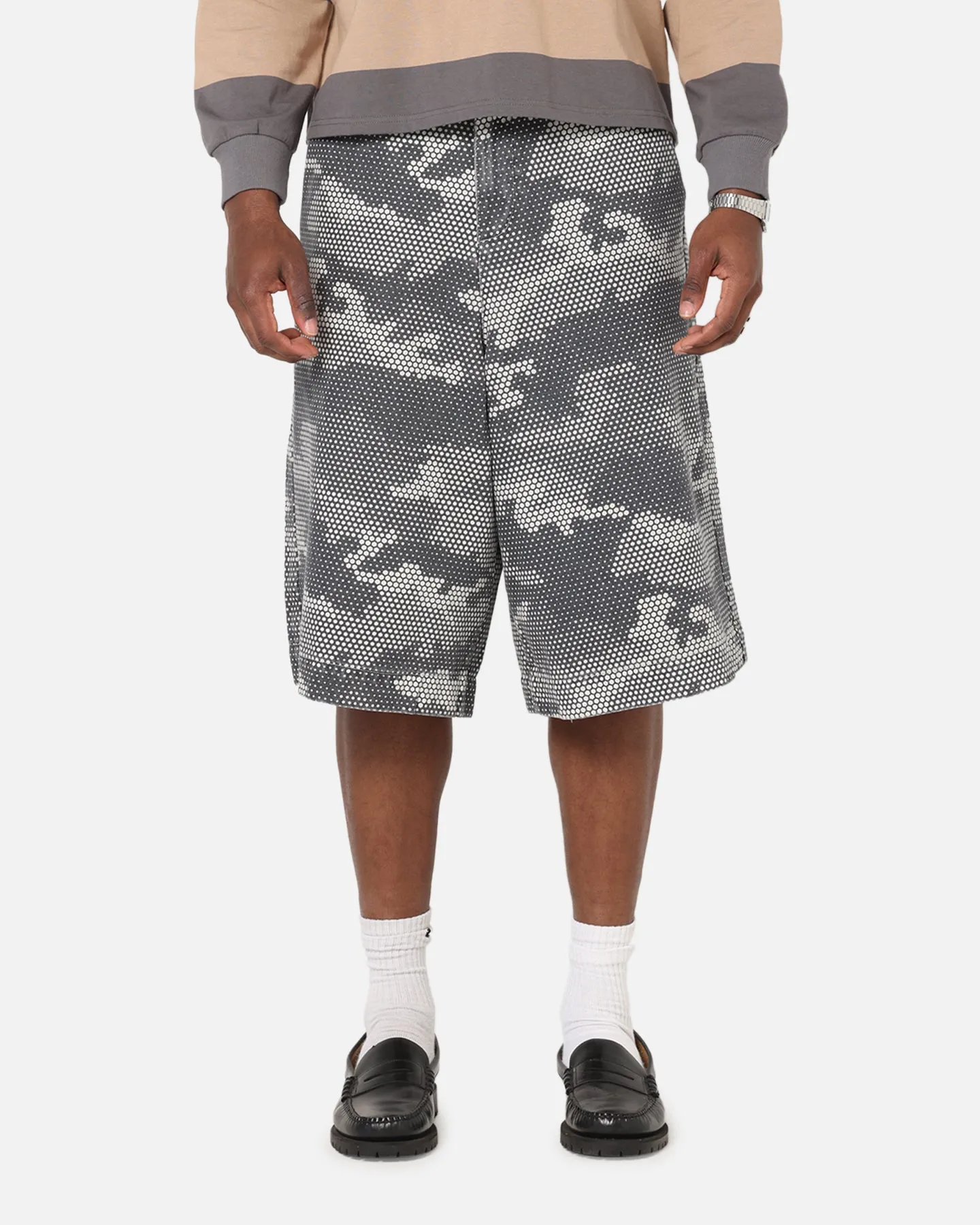 XXIII Wide Leg Denim Shorts Digi Camo Minimal Waist Go Anywhere