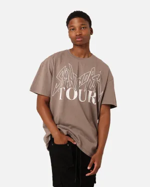 Smooth Neckline Airflow Mesh Panels Saint Morta Tour T-Shirt Vintage Brown