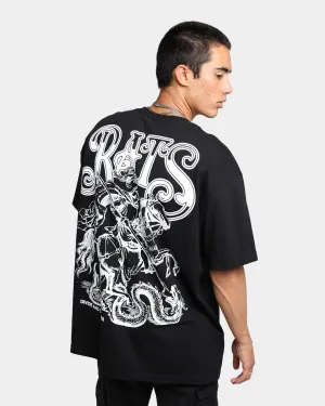 Durable Colorfast Finish Anti Shrinkage Treatment Rats Get Fat Divide And Conquer T-Shirt Black