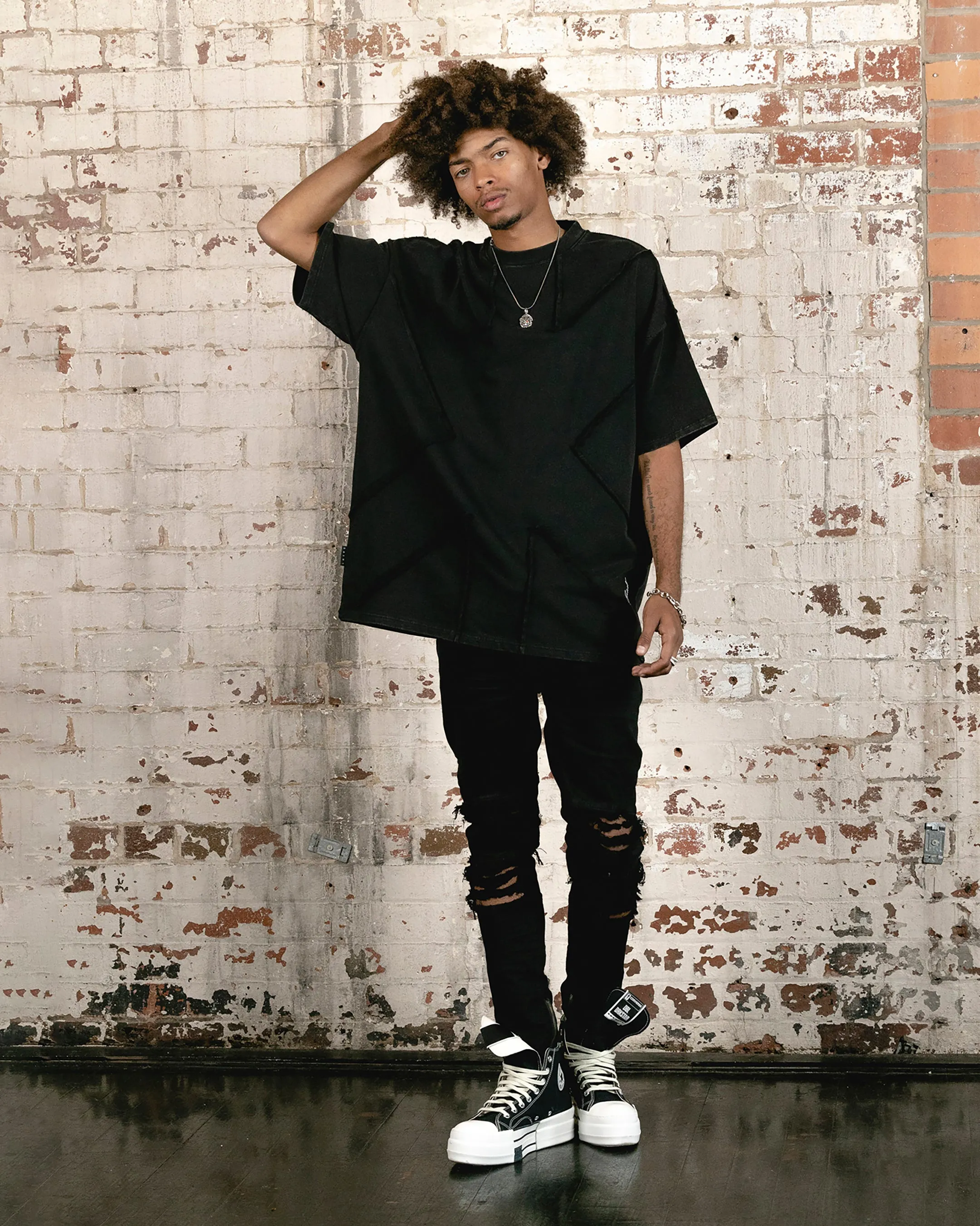 High Density Fabric Cool Vibes Saint Morta Deconstructed PSI Boxy Vintage T-Shirt Vintage Black