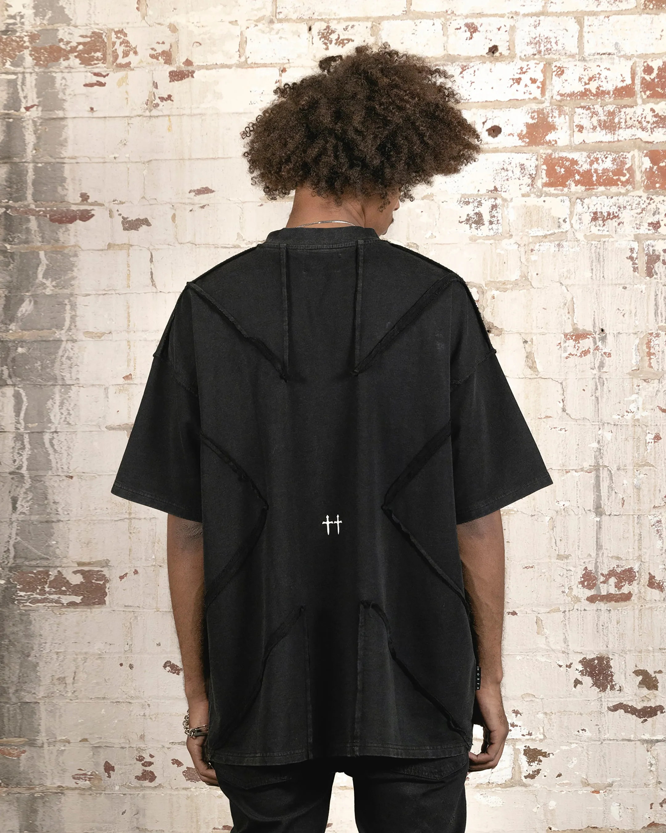 EasyCare Fabric Saint Morta Deconstructed PSI Boxy Vintage T-Shirt Vintage Black