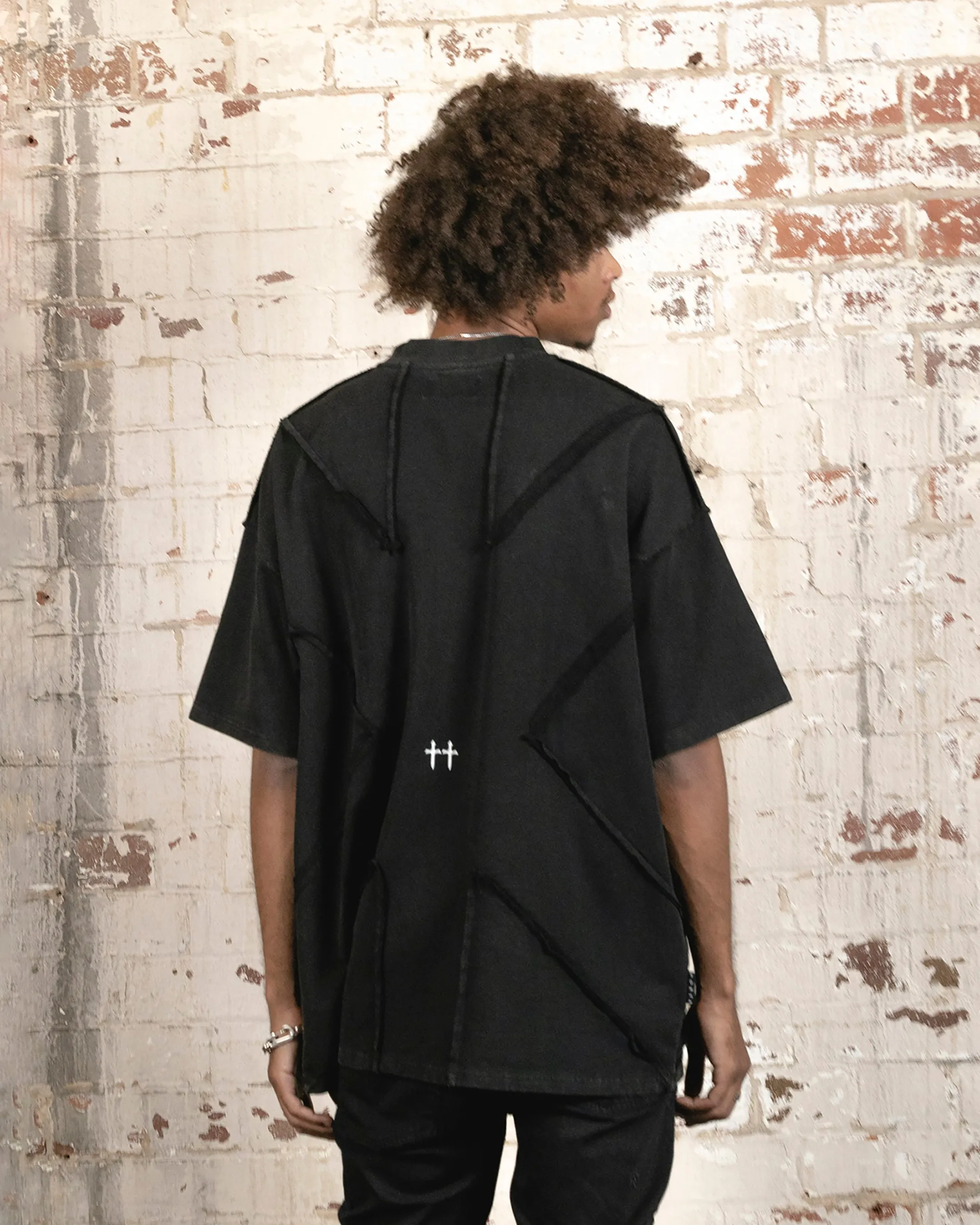 Saint Morta Deconstructed PSI Boxy Vintage T-Shirt Vintage Black Active Comfort Style Wrinkle Free Fabric