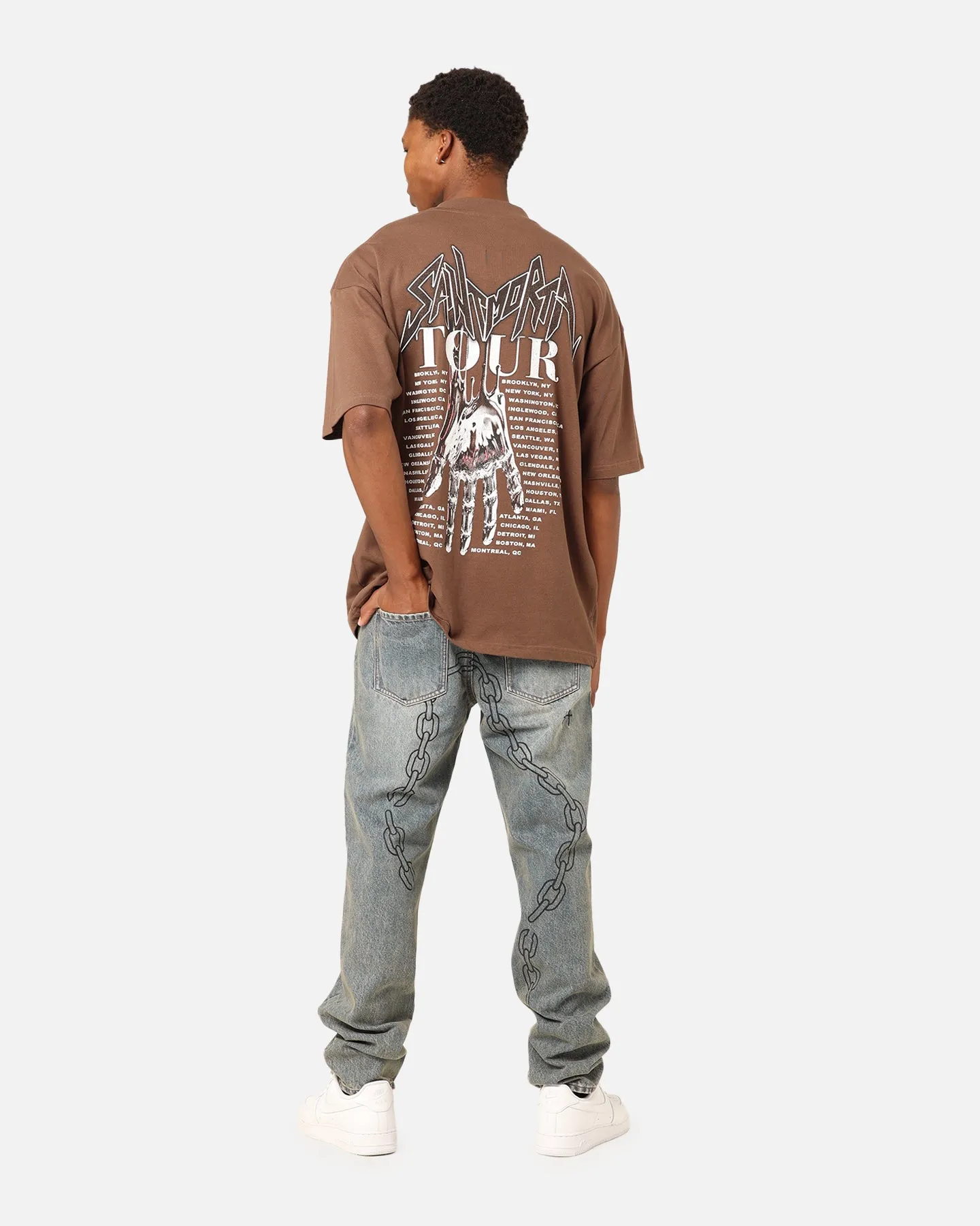 Saint Morta Tour Mock T-Shirt Brown Layered Look