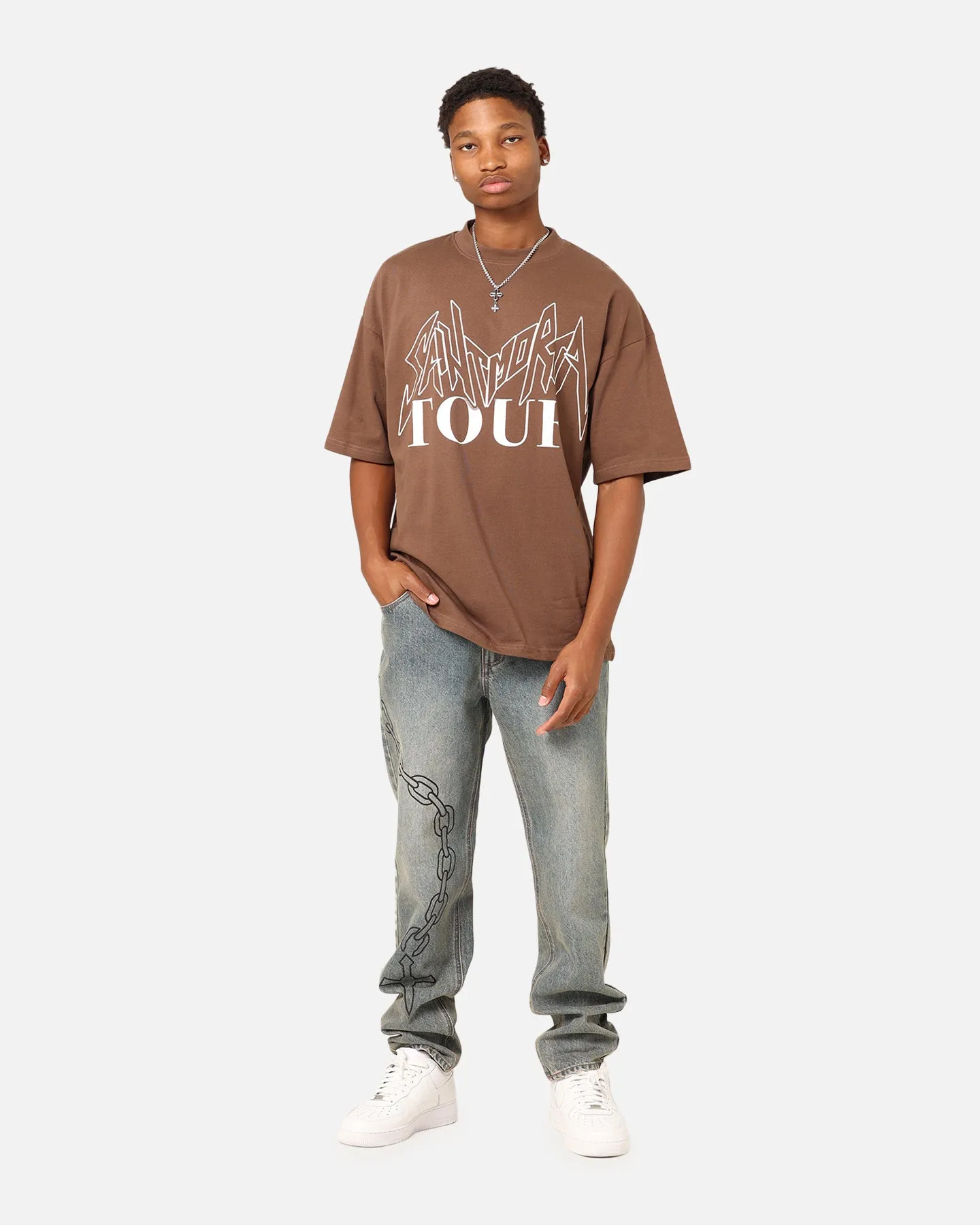 Saint Morta Tour Mock T-Shirt Brown Eco Friendly Production