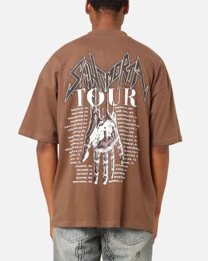 Non Toxic Printing Saint Morta Tour Mock T-Shirt Brown