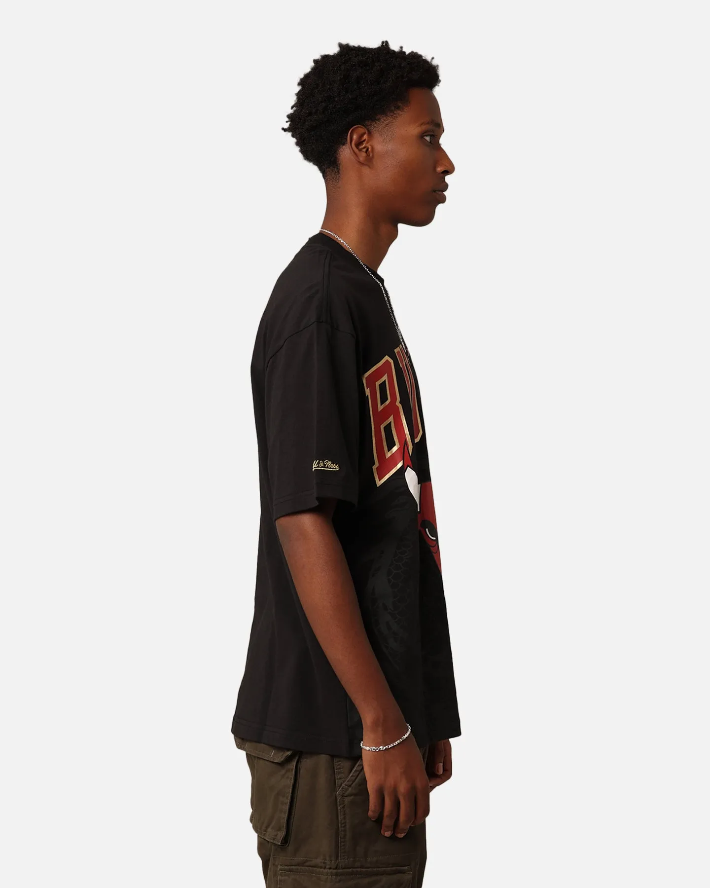 ZeroDistressFinish Mitchell & Ness Chicago Bulls Year Of The Dragon T-Shirt Faded Black