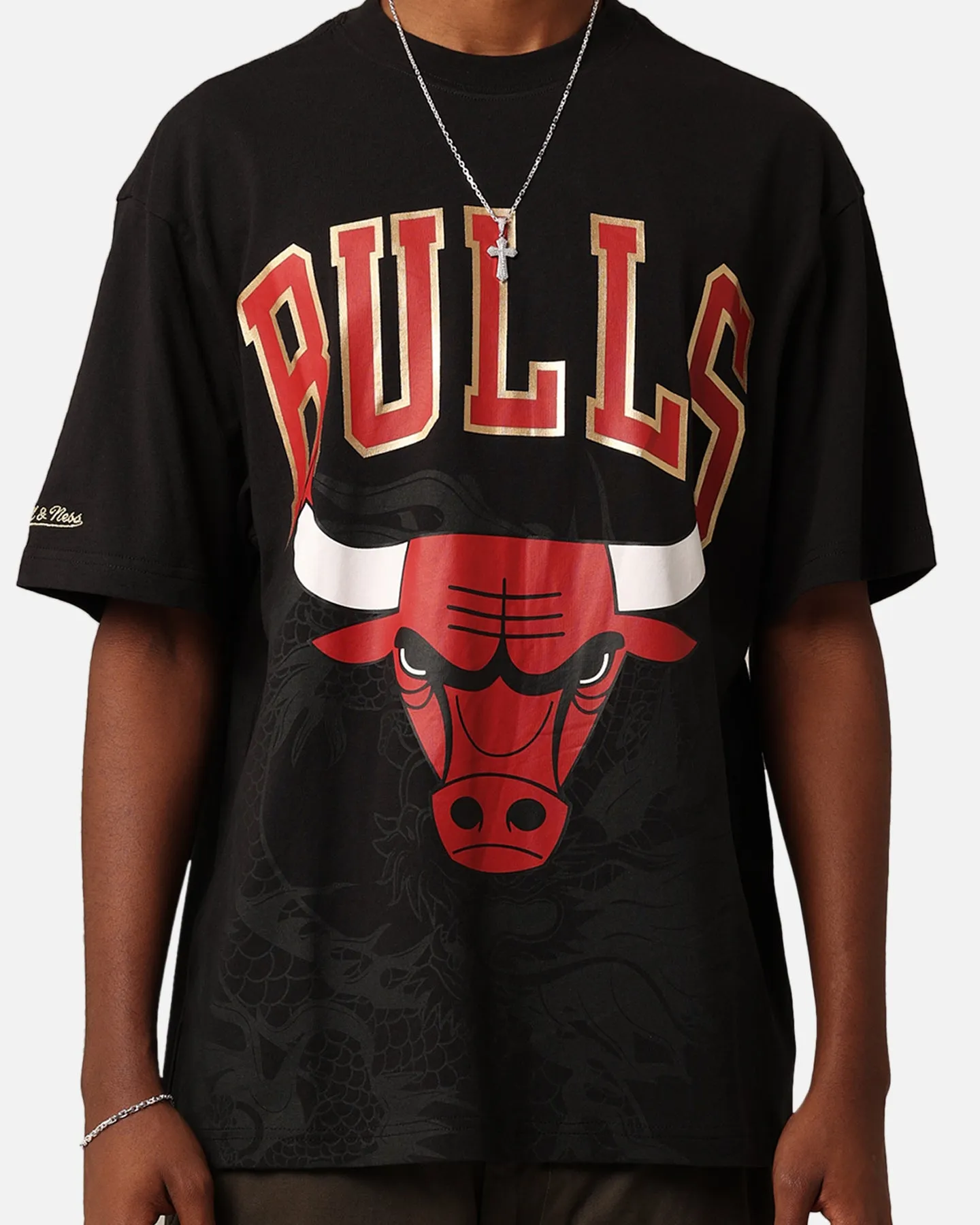 Mitchell & Ness Chicago Bulls Year Of The Dragon T-Shirt Faded Black Holiday Outfit Style Abstract mystery