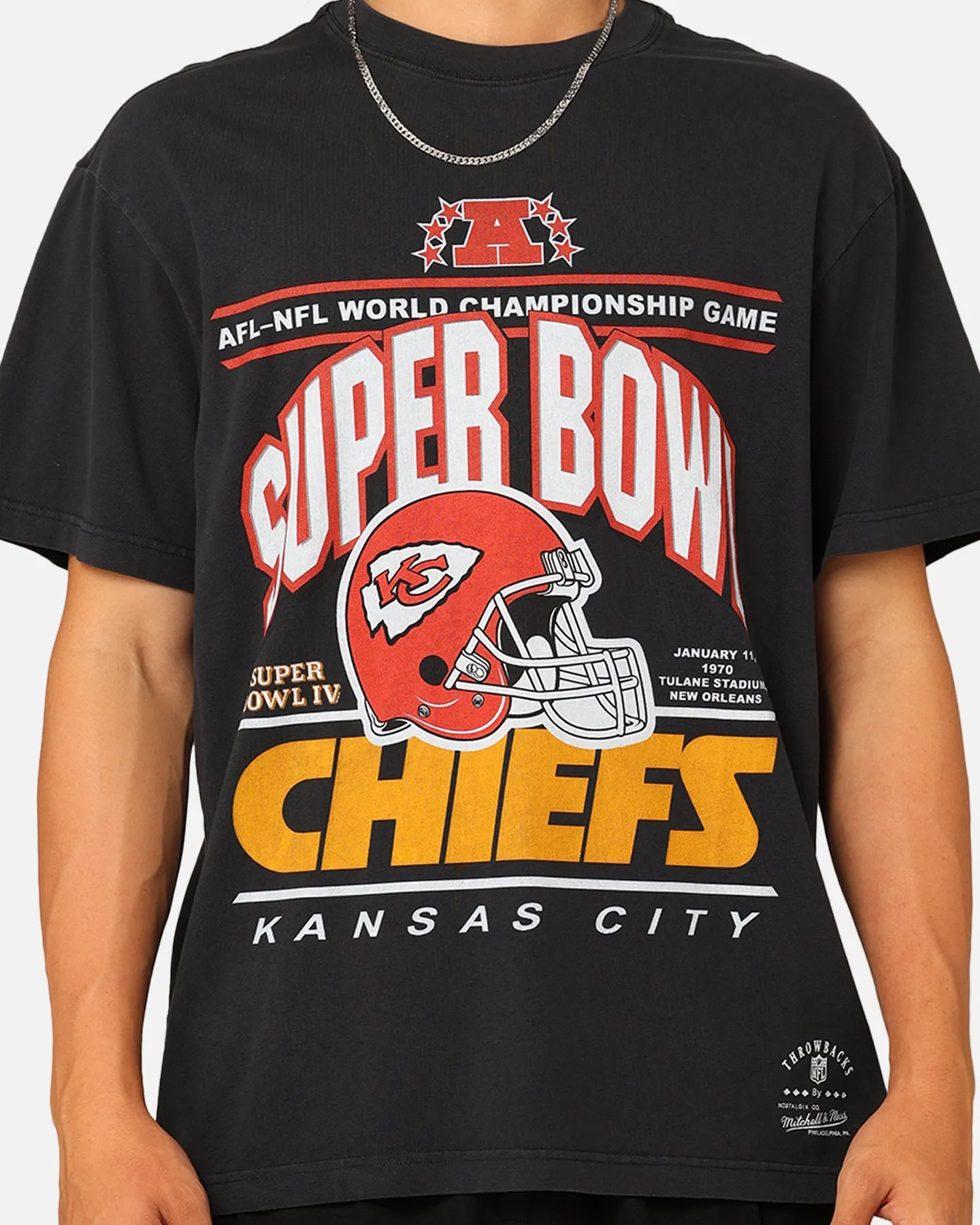 Functional Wear tall size Mitchell & Ness Kansas City Chiefs '70s Super Bowl T-Shirt Faded Black