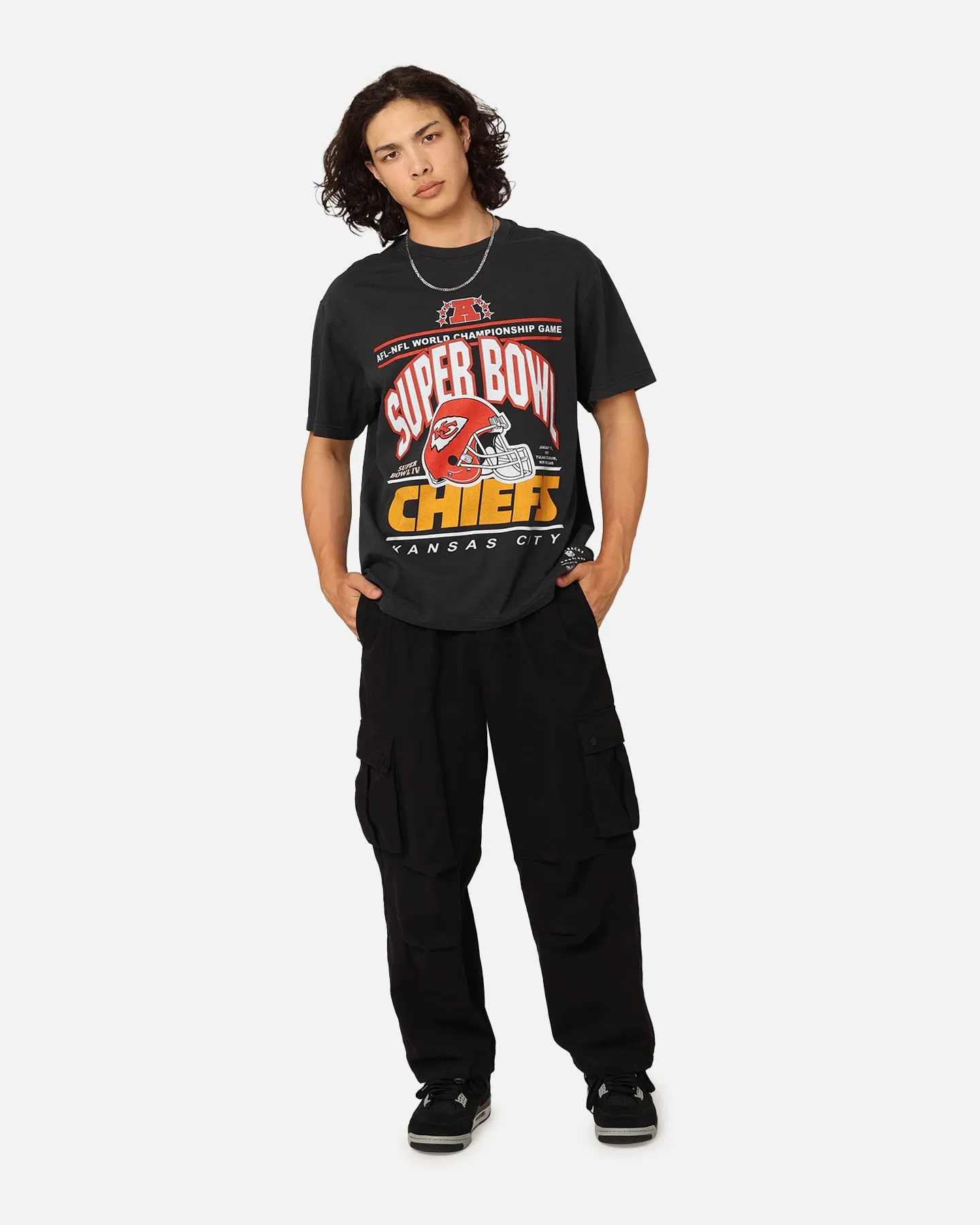Mitchell & Ness Kansas City Chiefs '70s Super Bowl T-Shirt Faded Black perfect for all-day wear Casual Chic Look