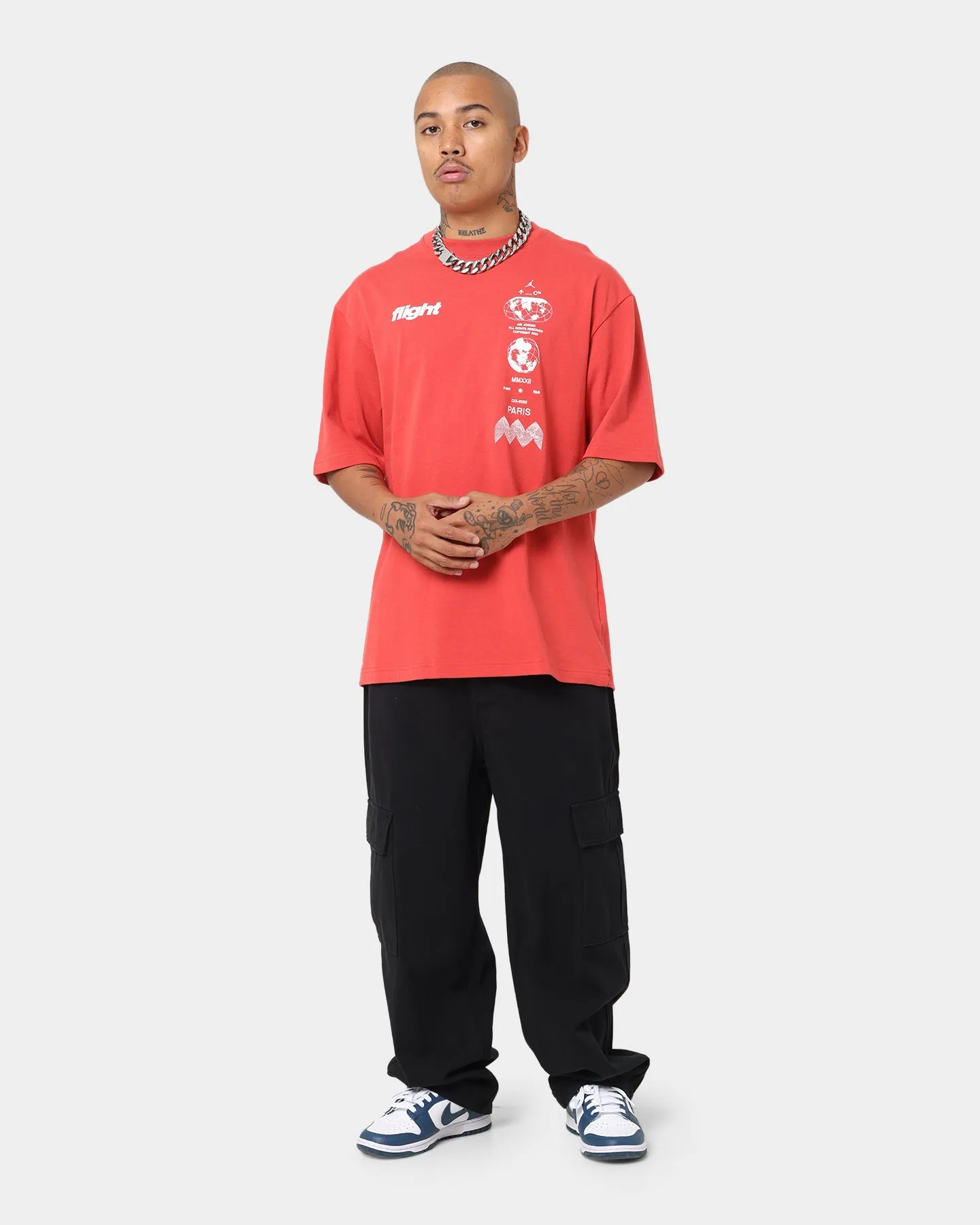 Travel Essential Jordan Flight Heritage 85 Stacked Logo T-Shirt Red Clay