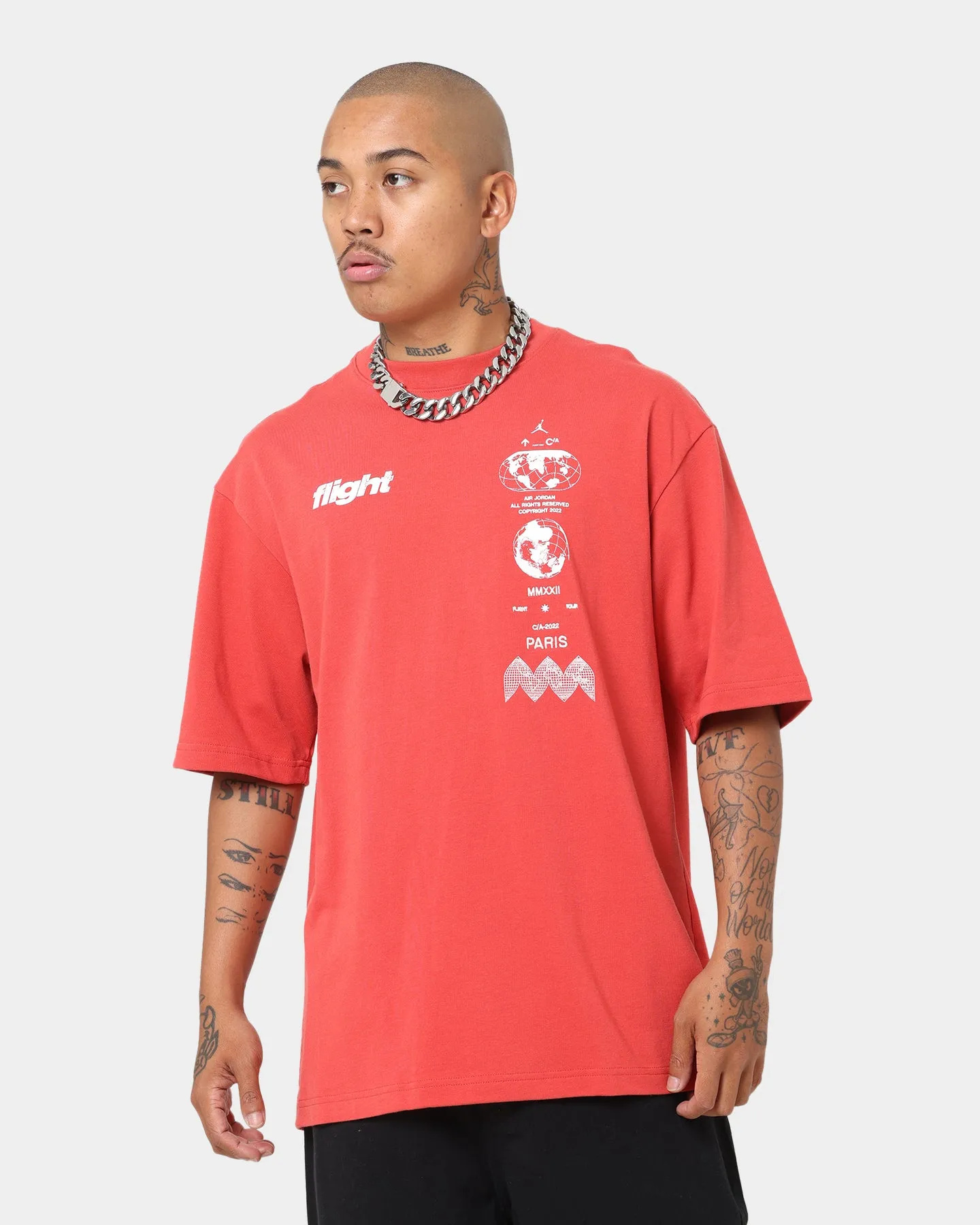 Casual Essentials Jordan Flight Heritage 85 Stacked Logo T-Shirt Red Clay