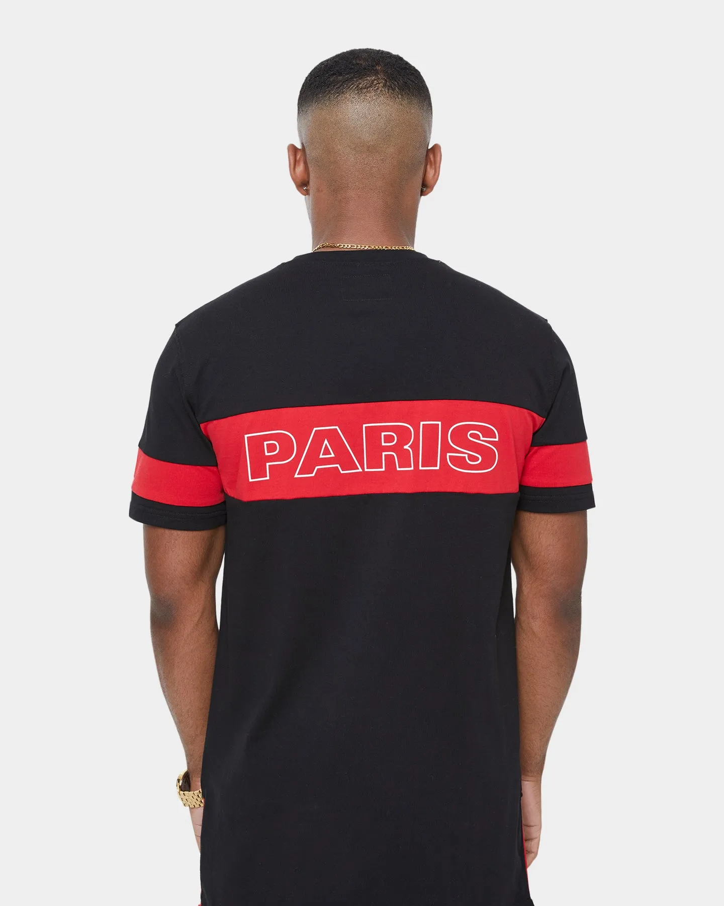 Carr?? Panneau Short Sleeve T-Shirt Black/Red Casual Style Wear