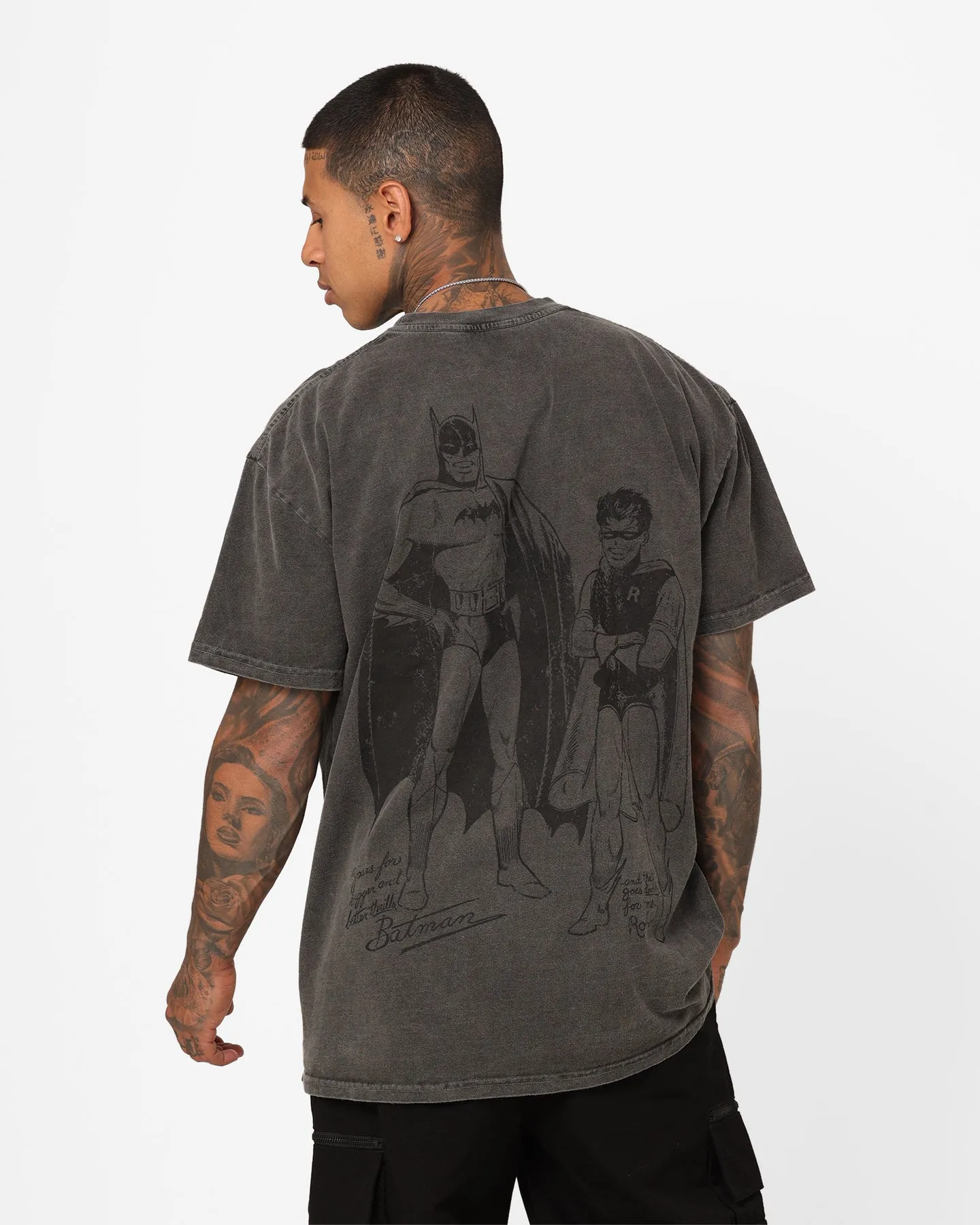 Light Layer BioBased Fibers Goat Crew X DC Batman Issue #01 Noir Heavyweight Vintage T-Shirt Black Wash