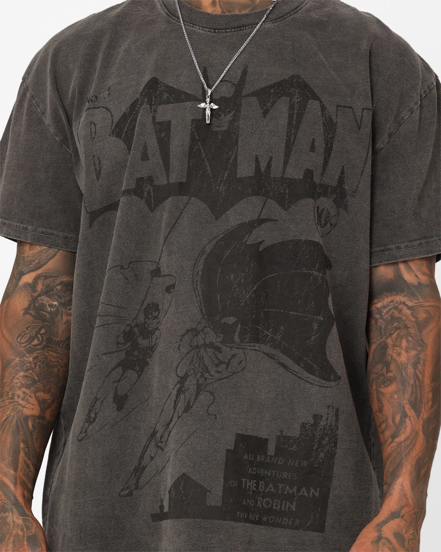 City Smart Goat Crew X DC Batman Issue #01 Noir Heavyweight Vintage T-Shirt Black Wash