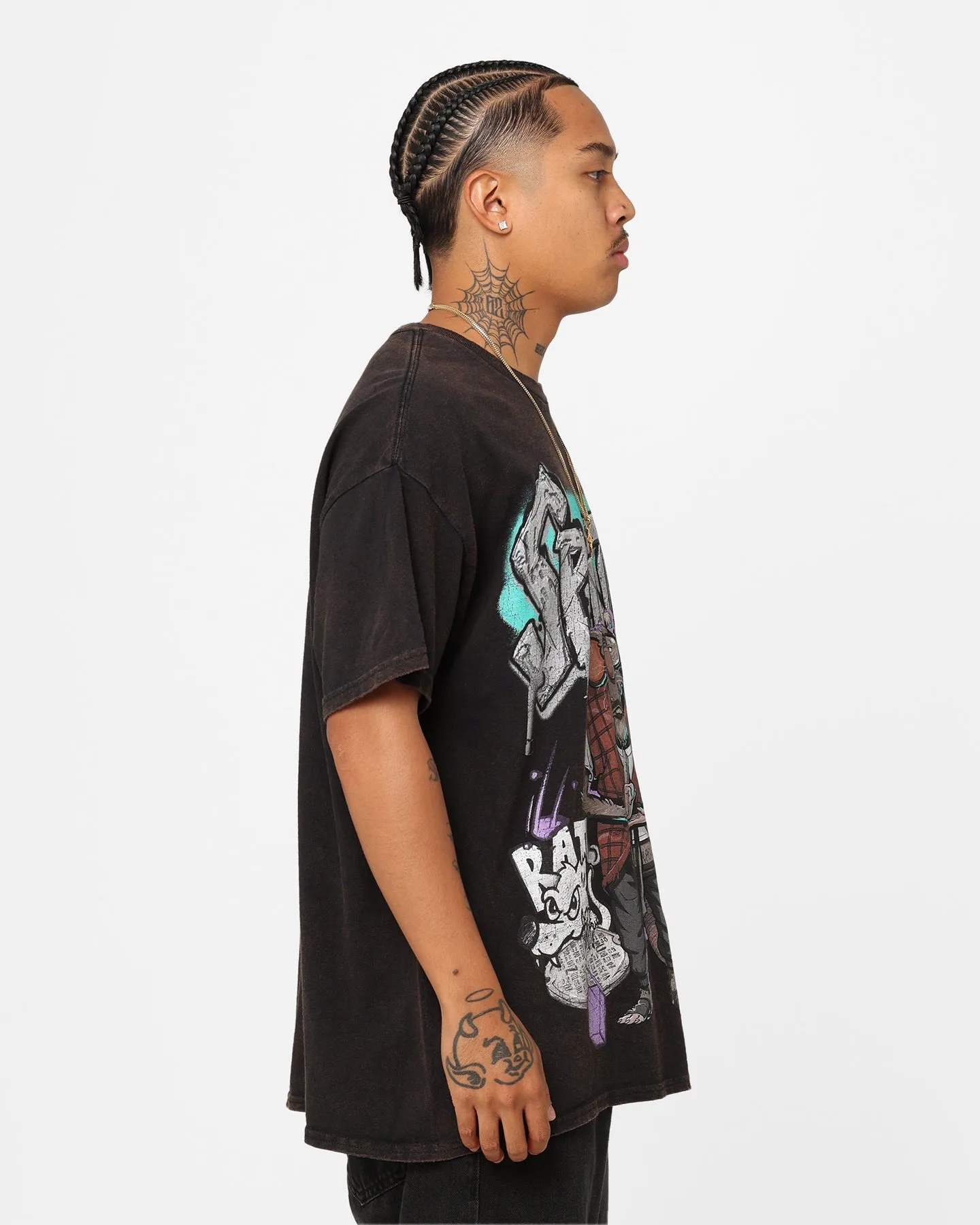 Smart Design Goat Crew X Teenage Mutant Ninja Turtles Splinter Vintage T-Shirt Black Wash