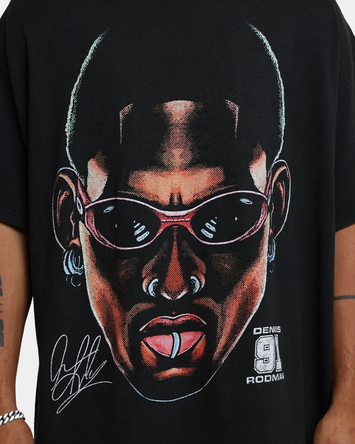 Teenager coolness Rodman Brand 91 Face Vintage T-Shirt Washed Black