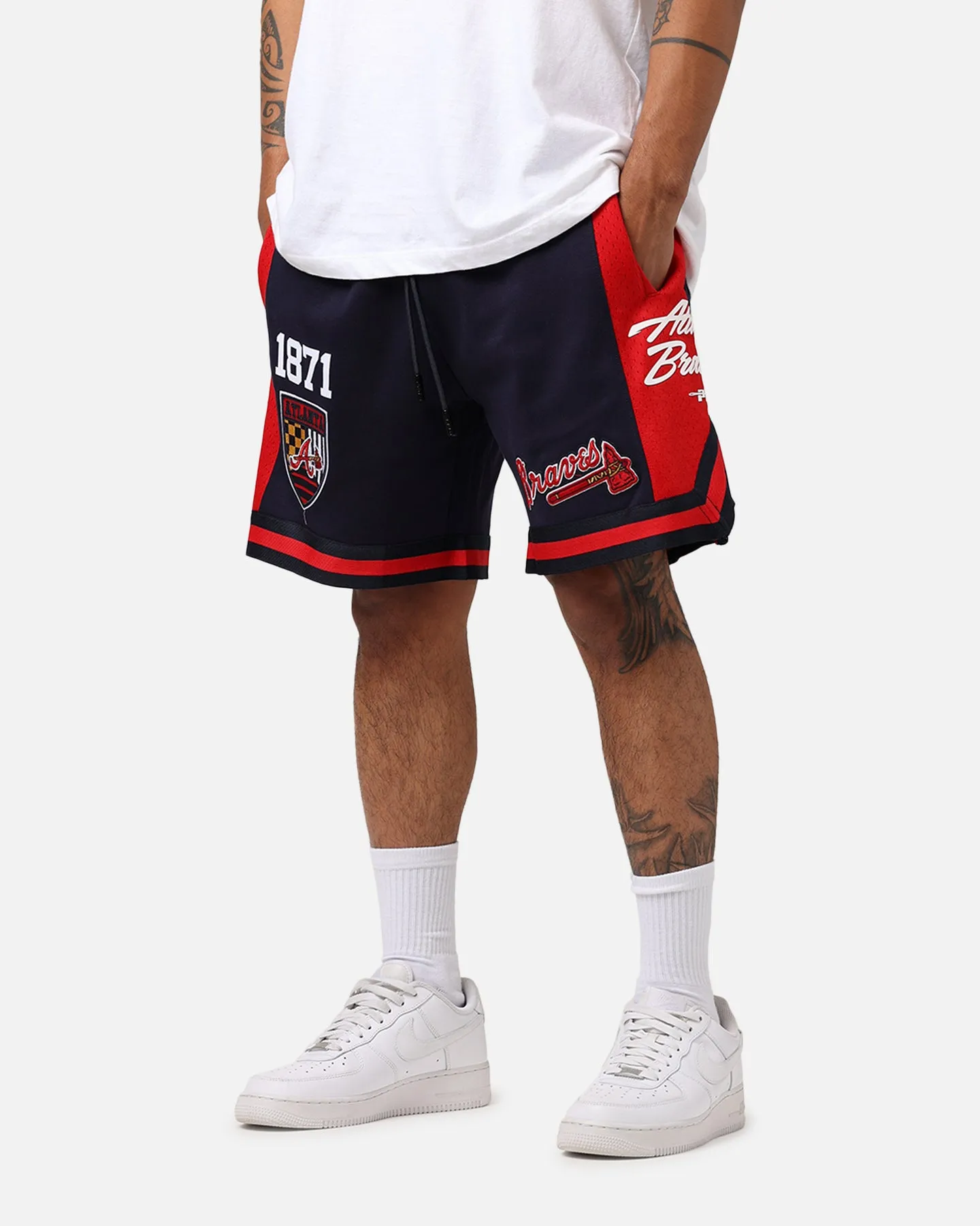 Pro Standard Atlanta Braves Fast Lane 2.0 Shorts Midnight/Red Reinforced Stress Points