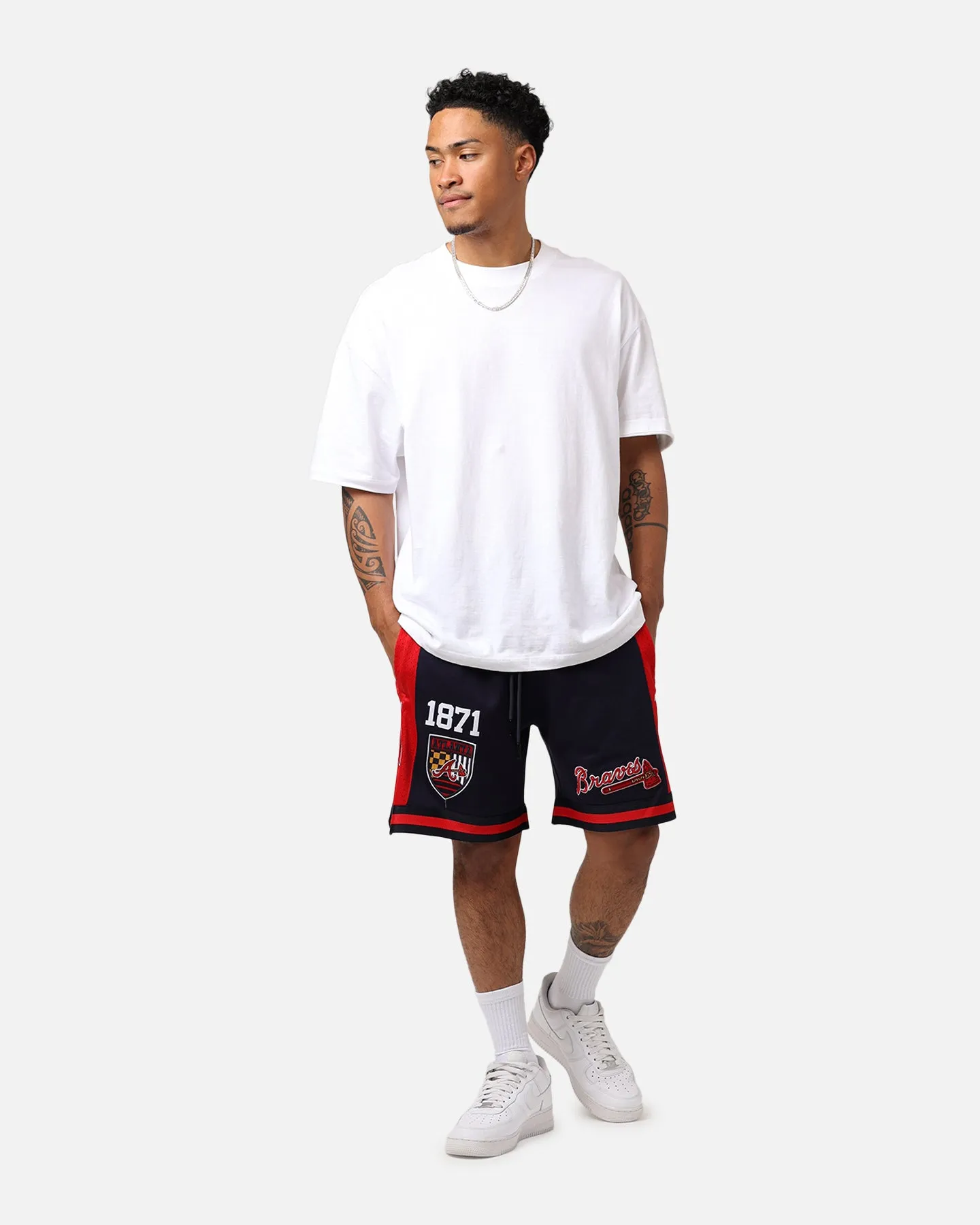 Flexible Waist Summer Vibe Pro Standard Atlanta Braves Fast Lane 2.0 Shorts Midnight/Red