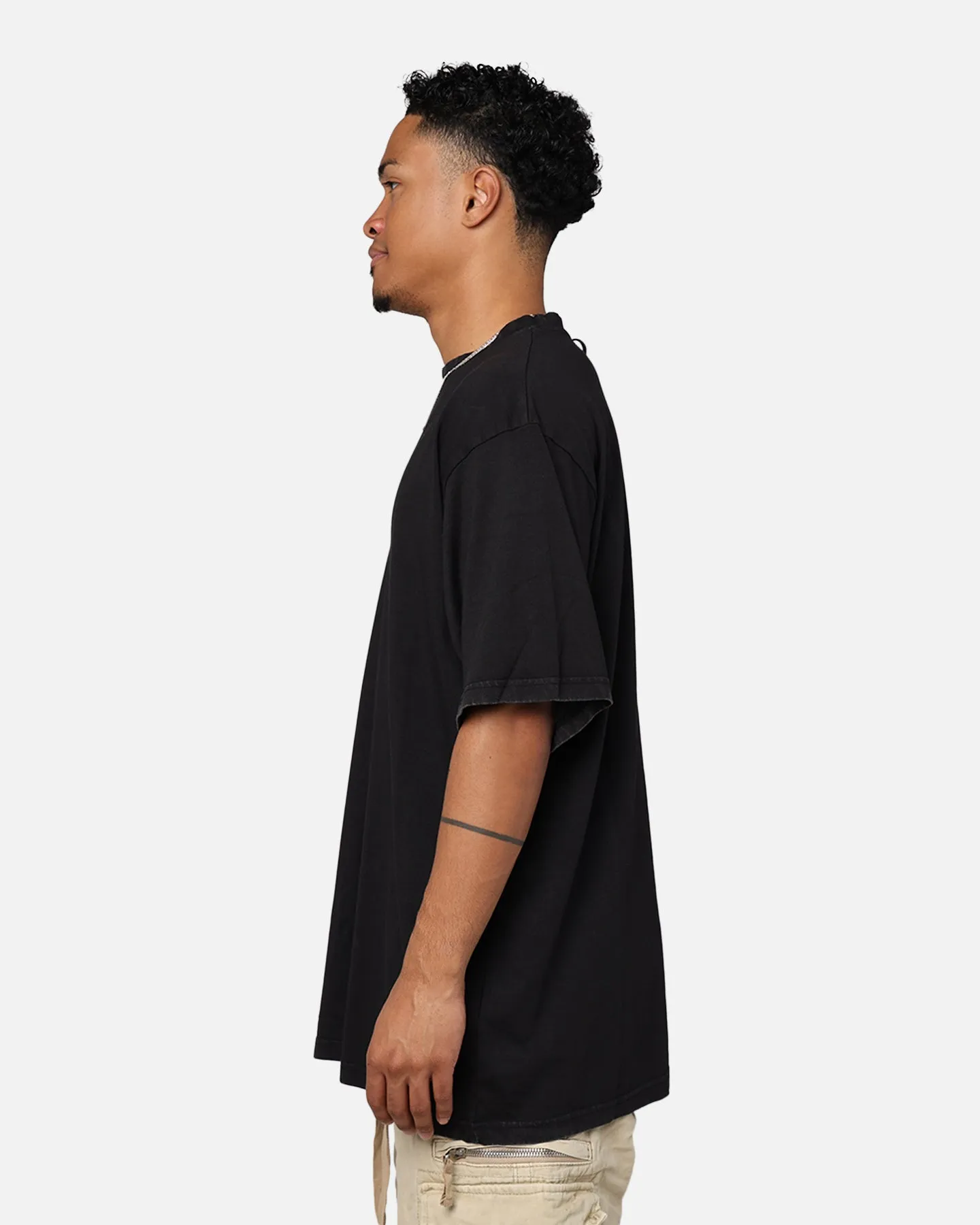 DXXMLIFE L-0 A Baggy T-Shirt Vintage Black Stretchable Collar Band