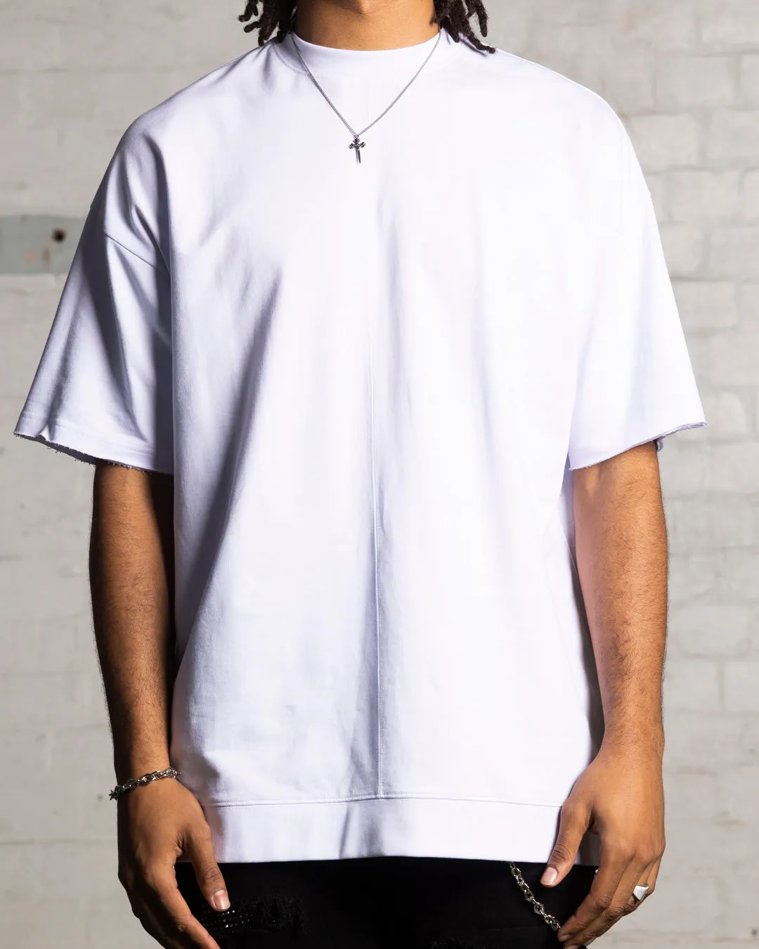 Colorfast Dye adults' Saint Morta Shadow Boxy T-Shirt White
