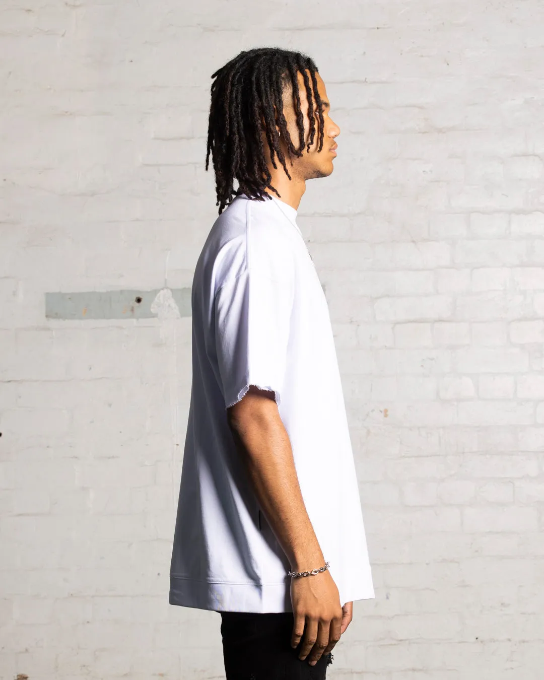 Saint Morta Shadow Boxy T-Shirt White Reinforced Shoulder Stitching