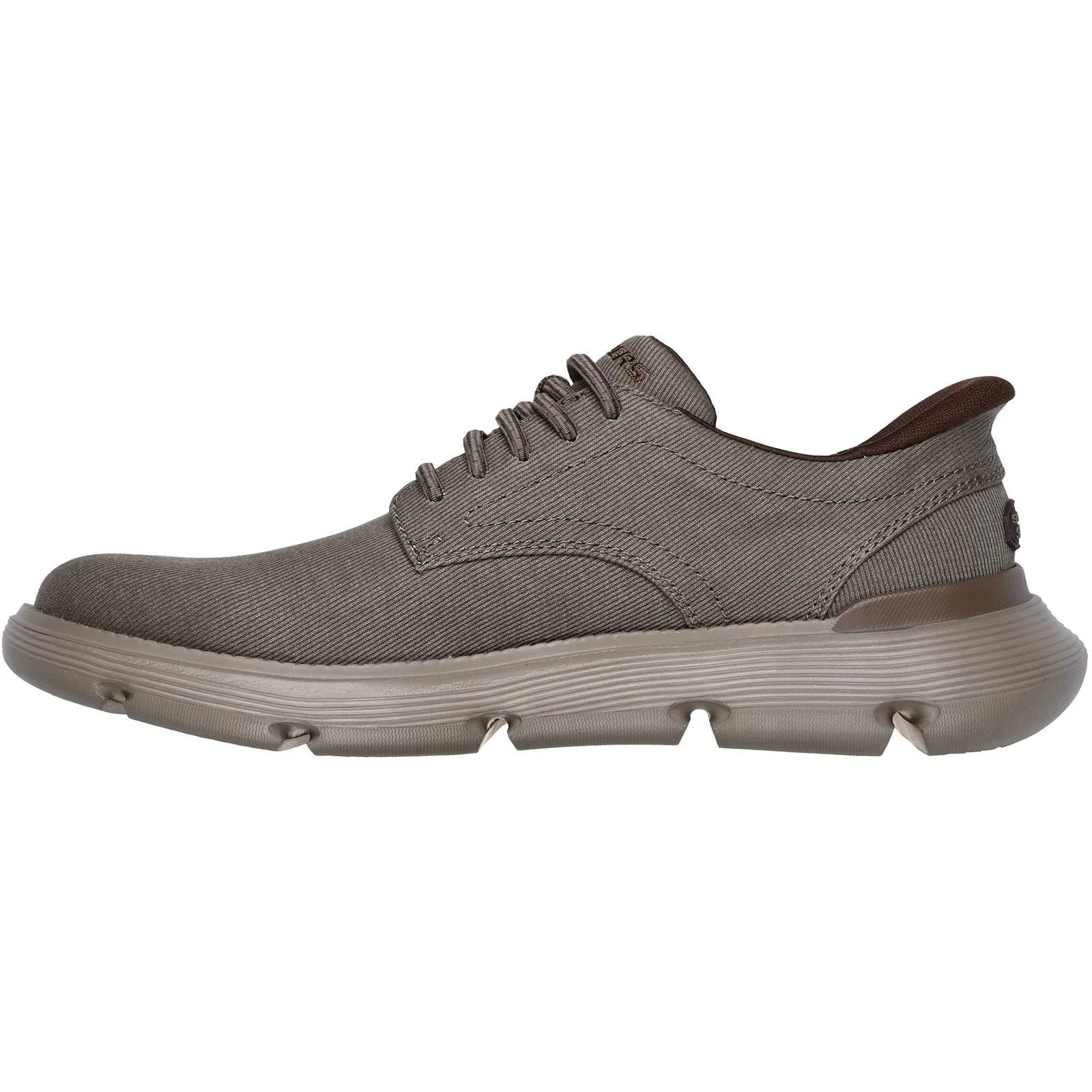 Skechers Mens Garza Clive Shoe Dark Taupe Heel Stabilizer Dry Fast