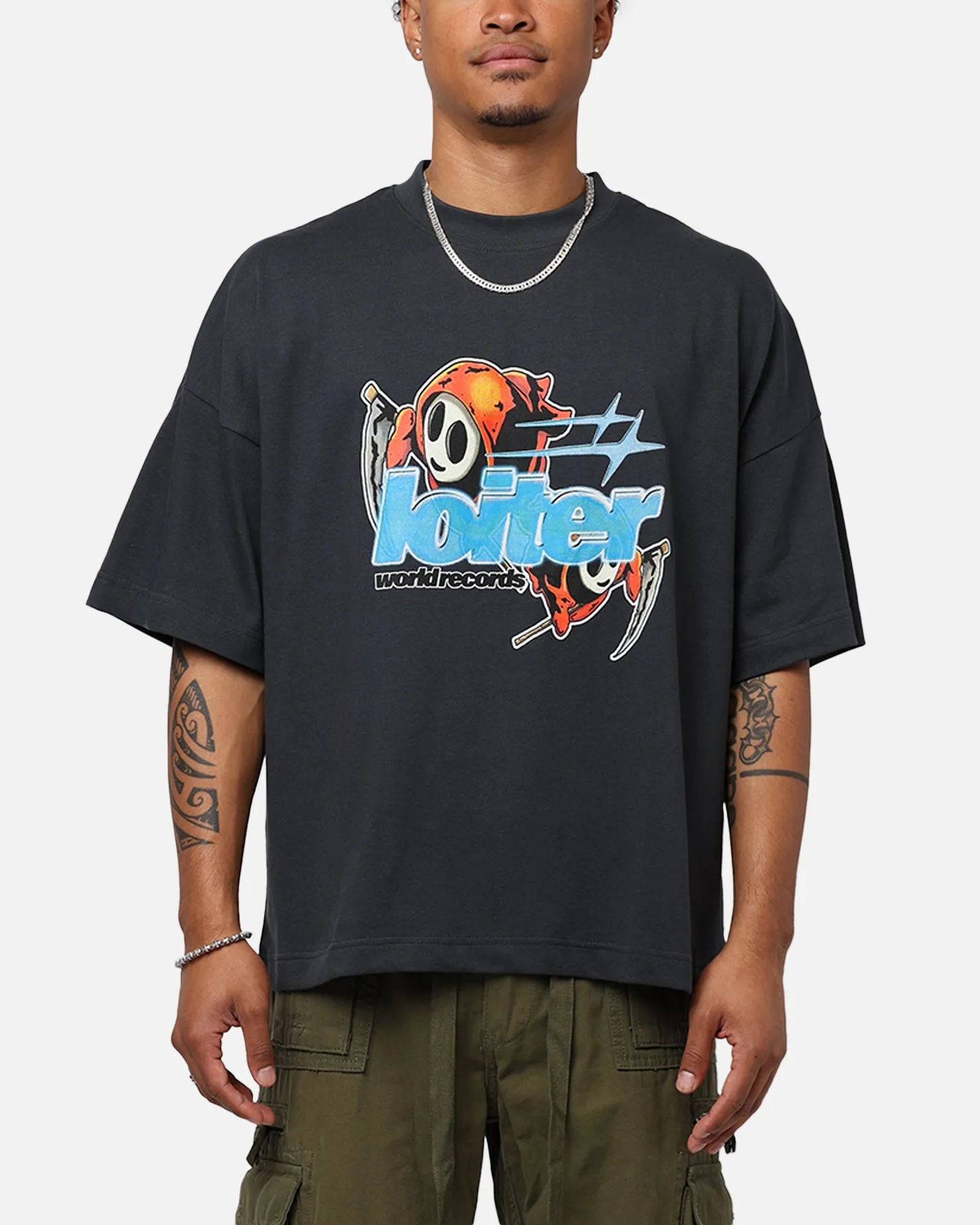 Loiter Elevate Box T-Shirt Charcoal Anti Shrinkage Treatment