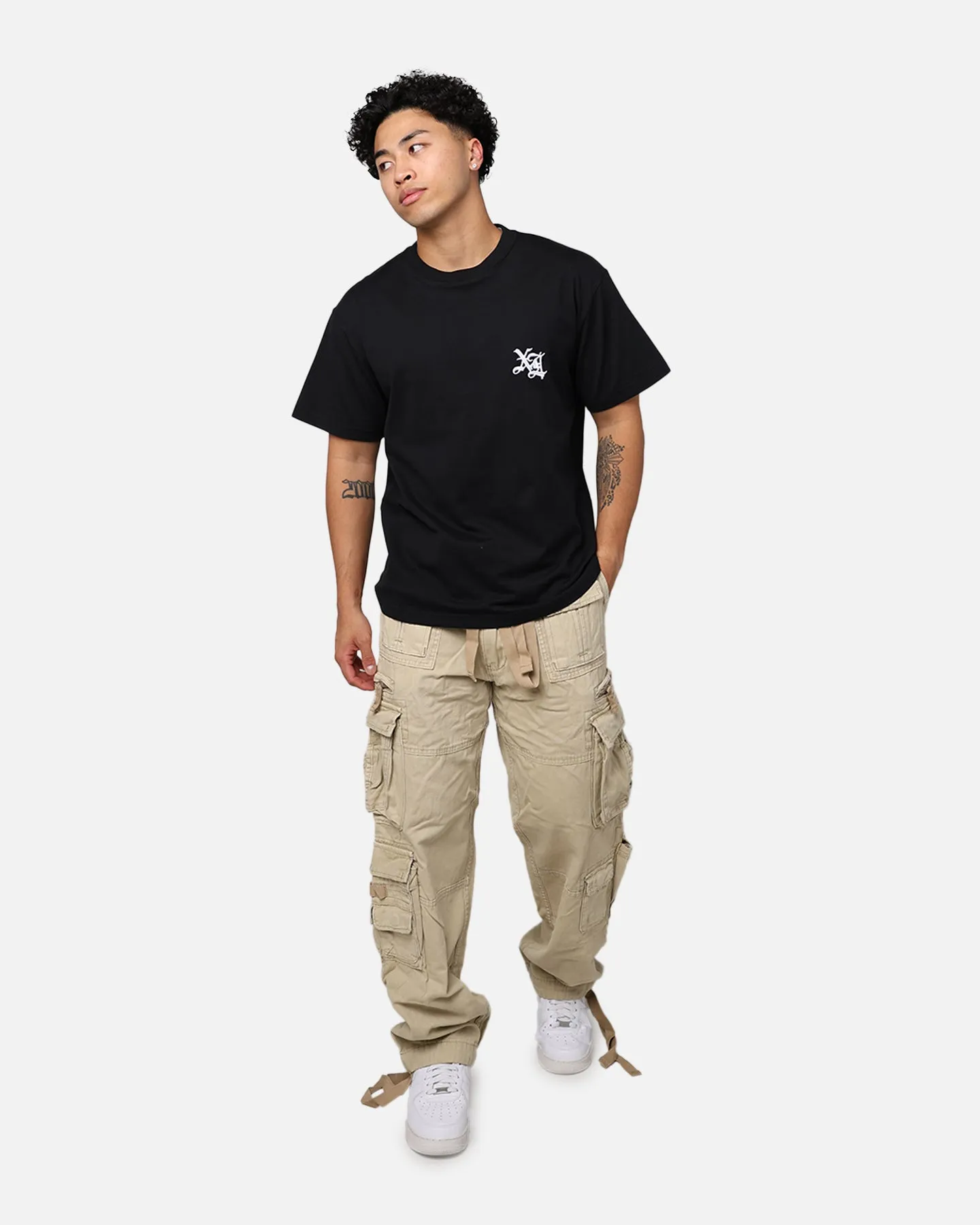 Textured Surface Sporty and Cool X-Large Old English T-Shirt Black