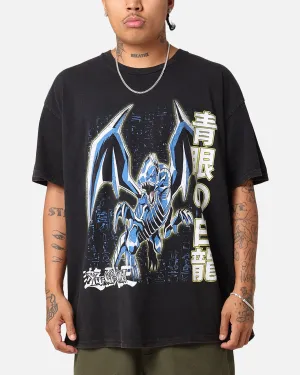 Goat Crew X Yu-Gi-Oh! Blue Eyes White Dragon T-Shirt Black Wash EcoFriendlyDyes