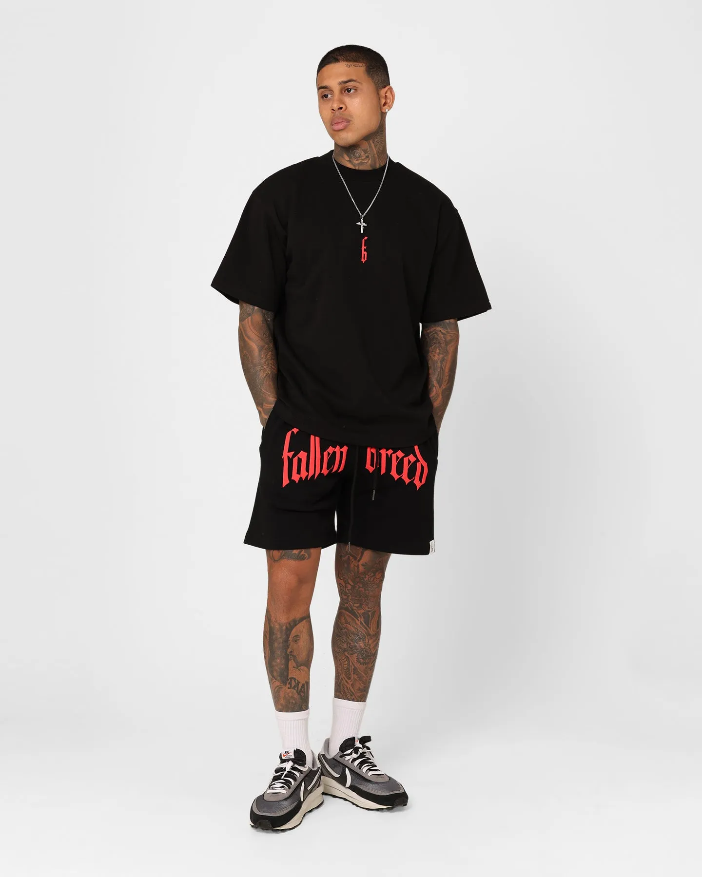 Soft Cotton Feel Fallen Breed Monogram T-Shirt Black/Red