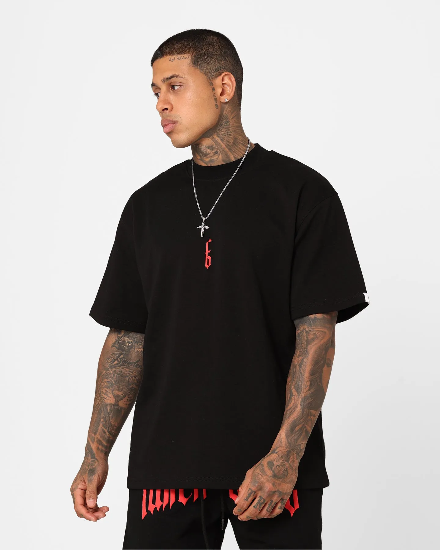 Street Style Relaxed and Easy Fallen Breed Monogram T-Shirt Black/Red